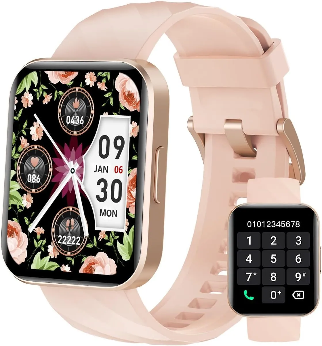 Dakofied Smartwatch Donna Chiamate Bluetooth Orologio Contapassi Cardiofrequenzimetro da Polso Saturimetro Orologio Fitness Smart Watch Notifice di WhatsApp per Android iOS Impermeabile IP68 Rosa
