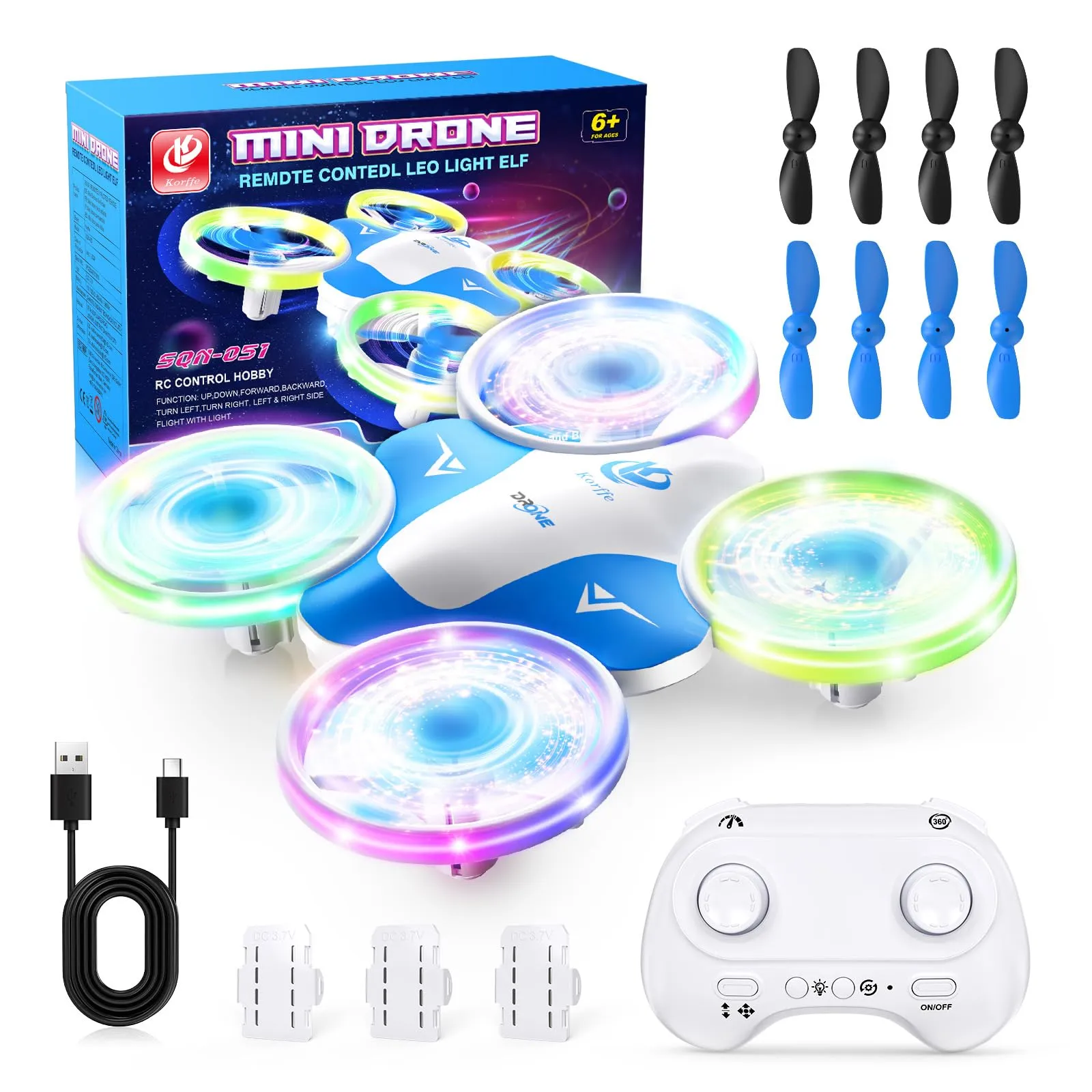 Korffe Mini Drone per Bambini Giocattoli da 6 7 8 9 10+ Anni Ragazzi, RC Aereo Giocattolo Drone per Bambini e Principianti con Luci LED Regali per Interni ed Esterni per Ragazzi e Ragazze