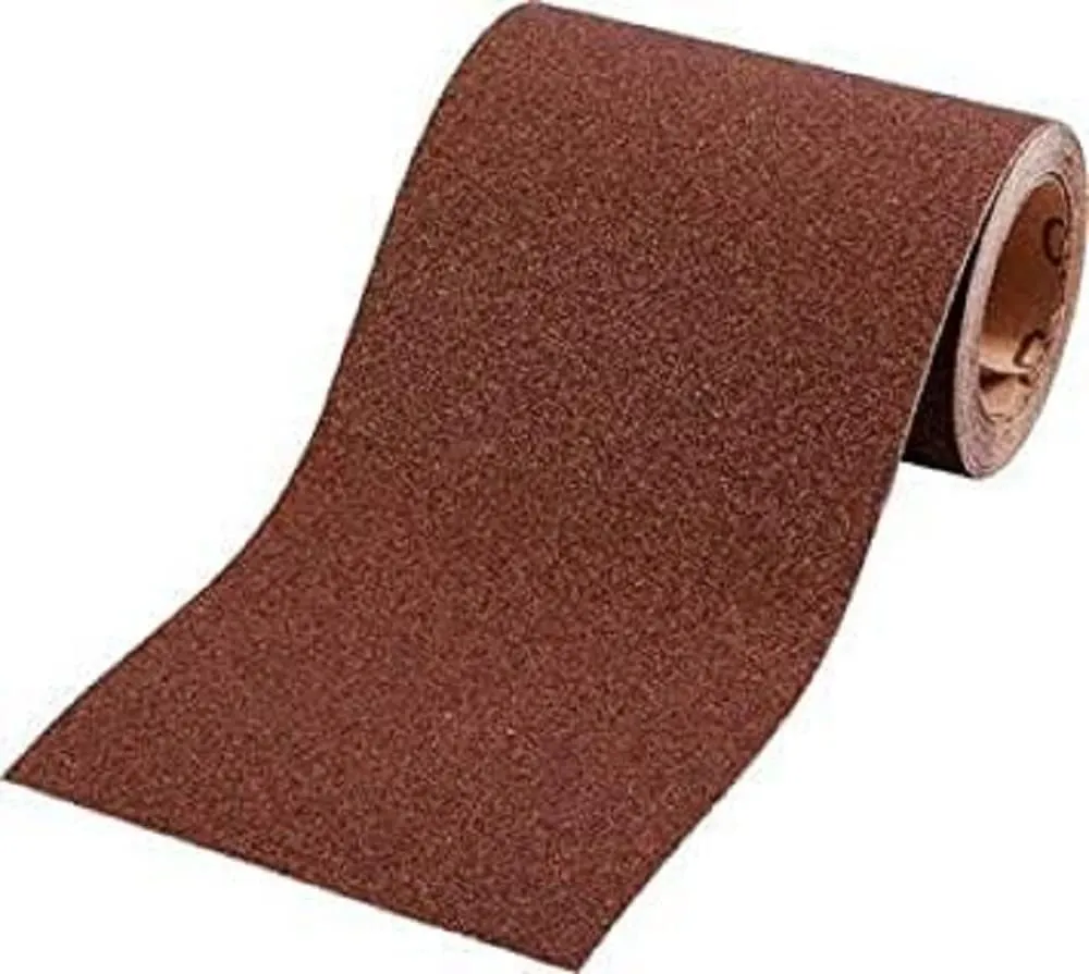 Kwb Rotolo di carta abrasiva 5 m x 115 mm in corindone con grana 80, incollaggio in resina sintetica e retro in carta rinforzata per levigatura grossa di legno e metallo
