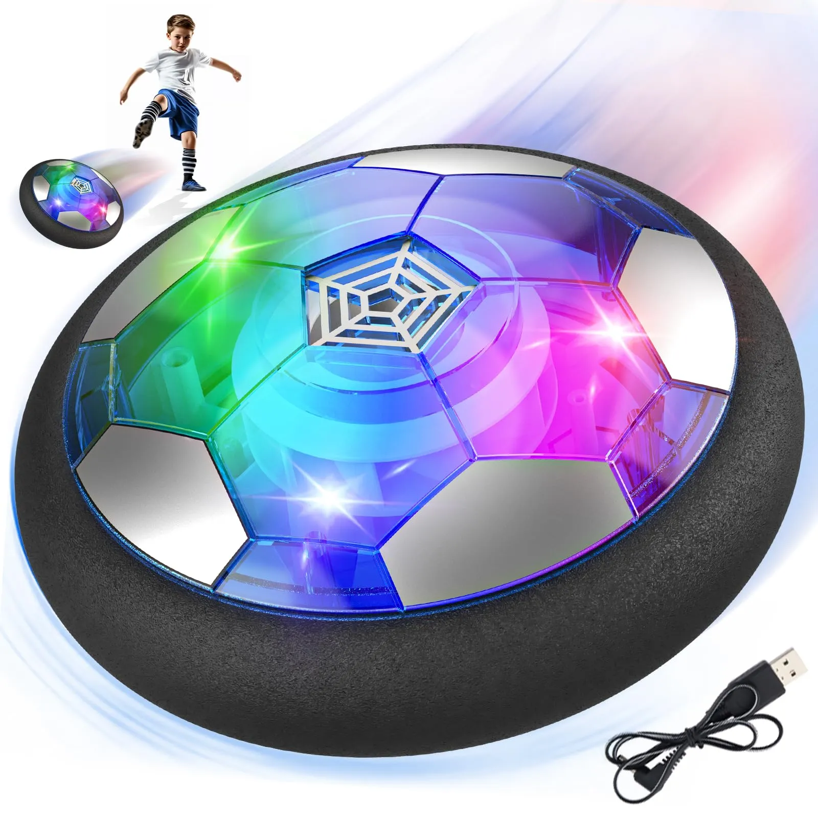 Buoeuik Pallone Calcio Fluttuante, Regalo Bambino 3 4 5 6 7 8 9 10 Anni Gioco Calcio Palla da Calcio per Casa Soccer Ball Ricaricabile con Luci LED Giocattoli Bambini Giochi Interattivi Bimbo Bimbi