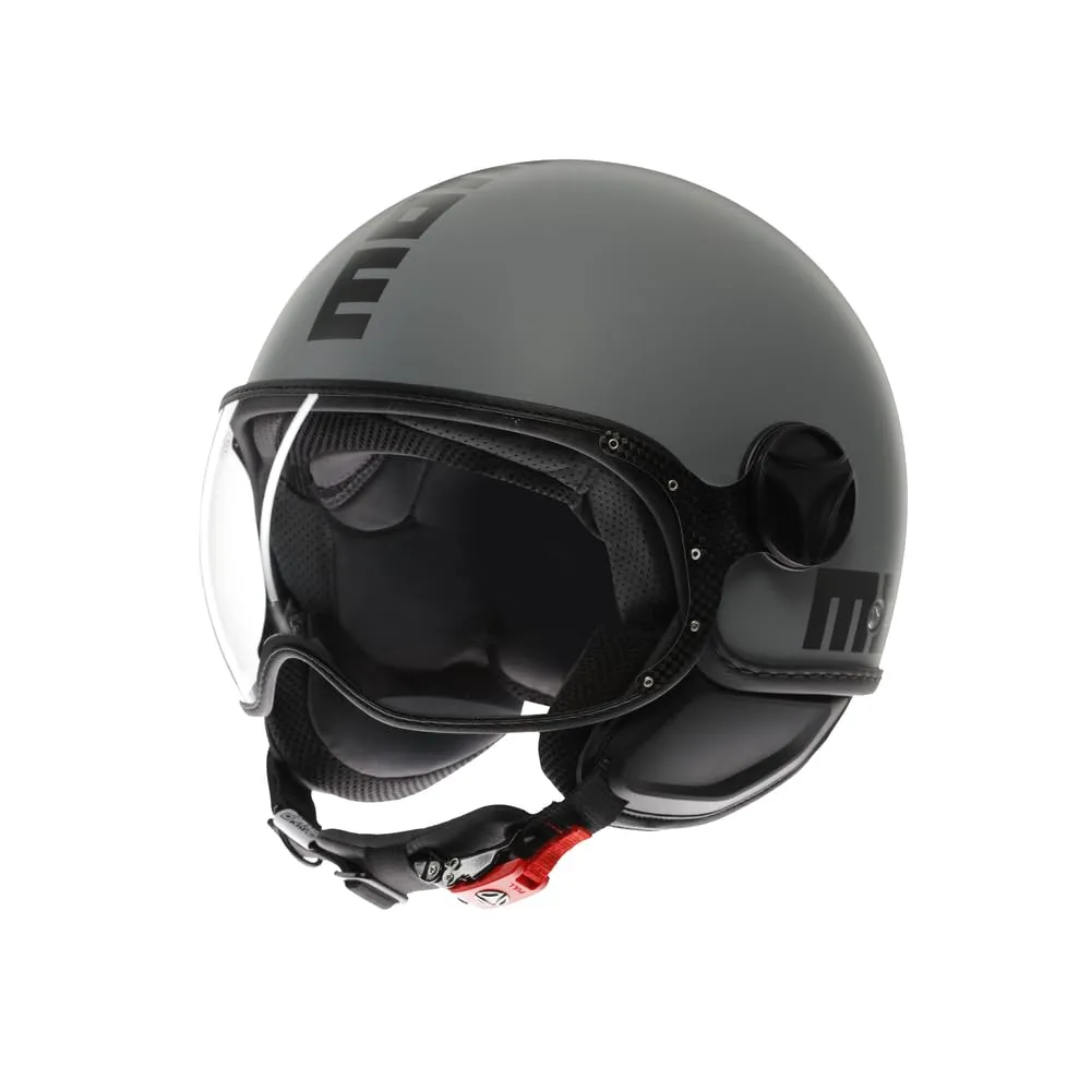 MOMODESIGN - FGTR CLASSIC E2206, Casco Jet, Casco Aperto per Moto e Scooter, per Uomo e Donna, Grigio Opaco/Nero, XS