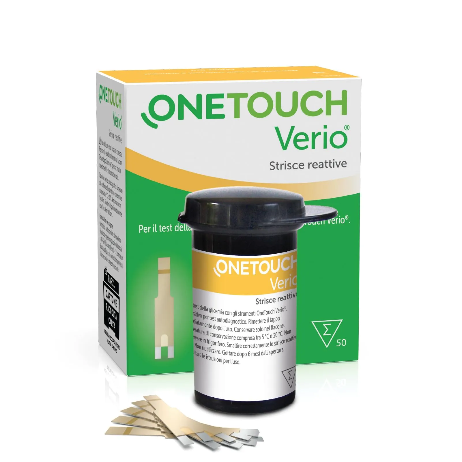 OneTouch Verio® Strisce reattive per 50 test glicemici per l’automonitoraggio della glicemia I 1 confezione contenente 50 strisce reattive
