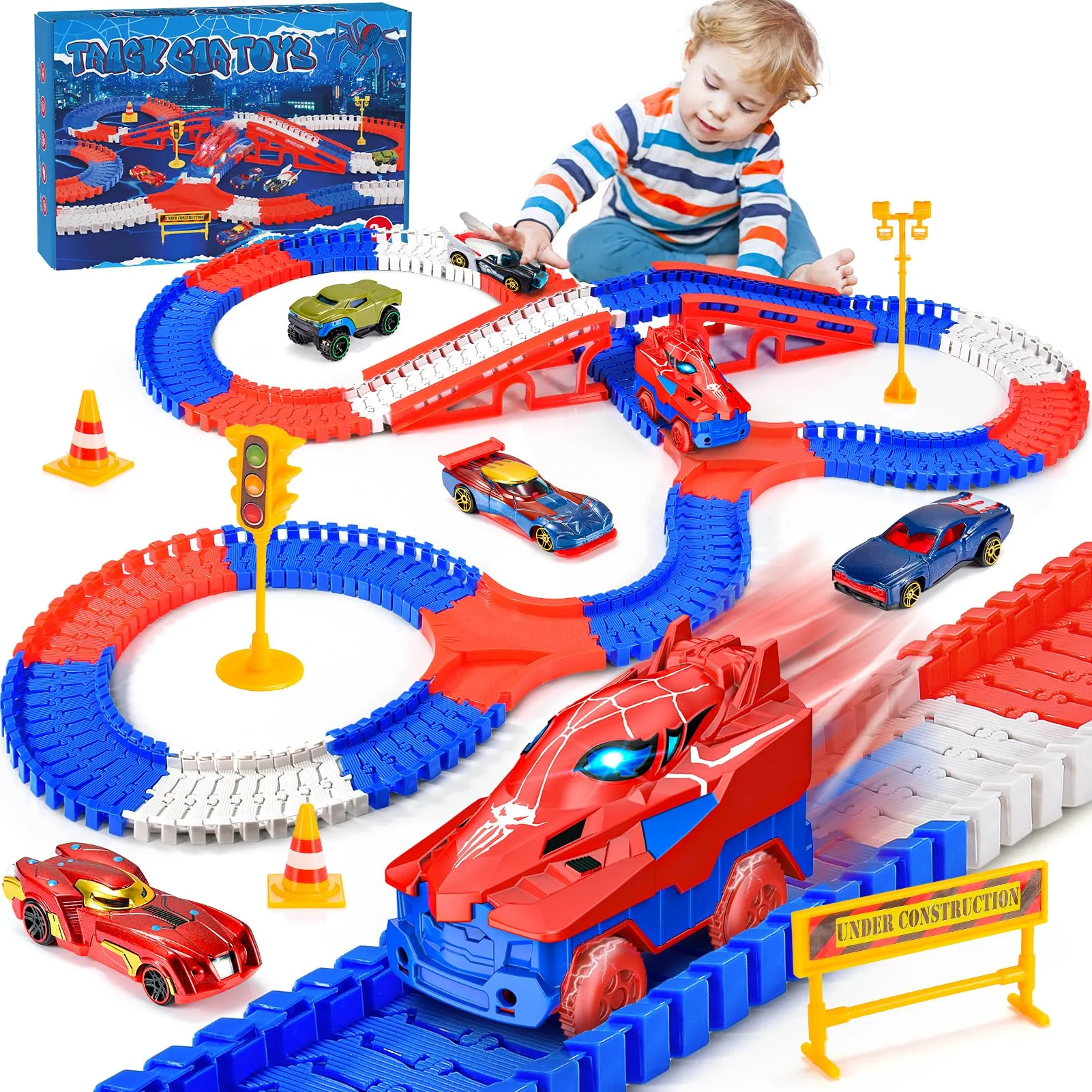 Toyokid Giochi Bambini 2 3 4 5 6 Anni, Macchina per Bambini Regalo Bambino 2-6 Anni Maschio Pista Macchinine Elettriche Giocattoli Bambino 2-6 Anni