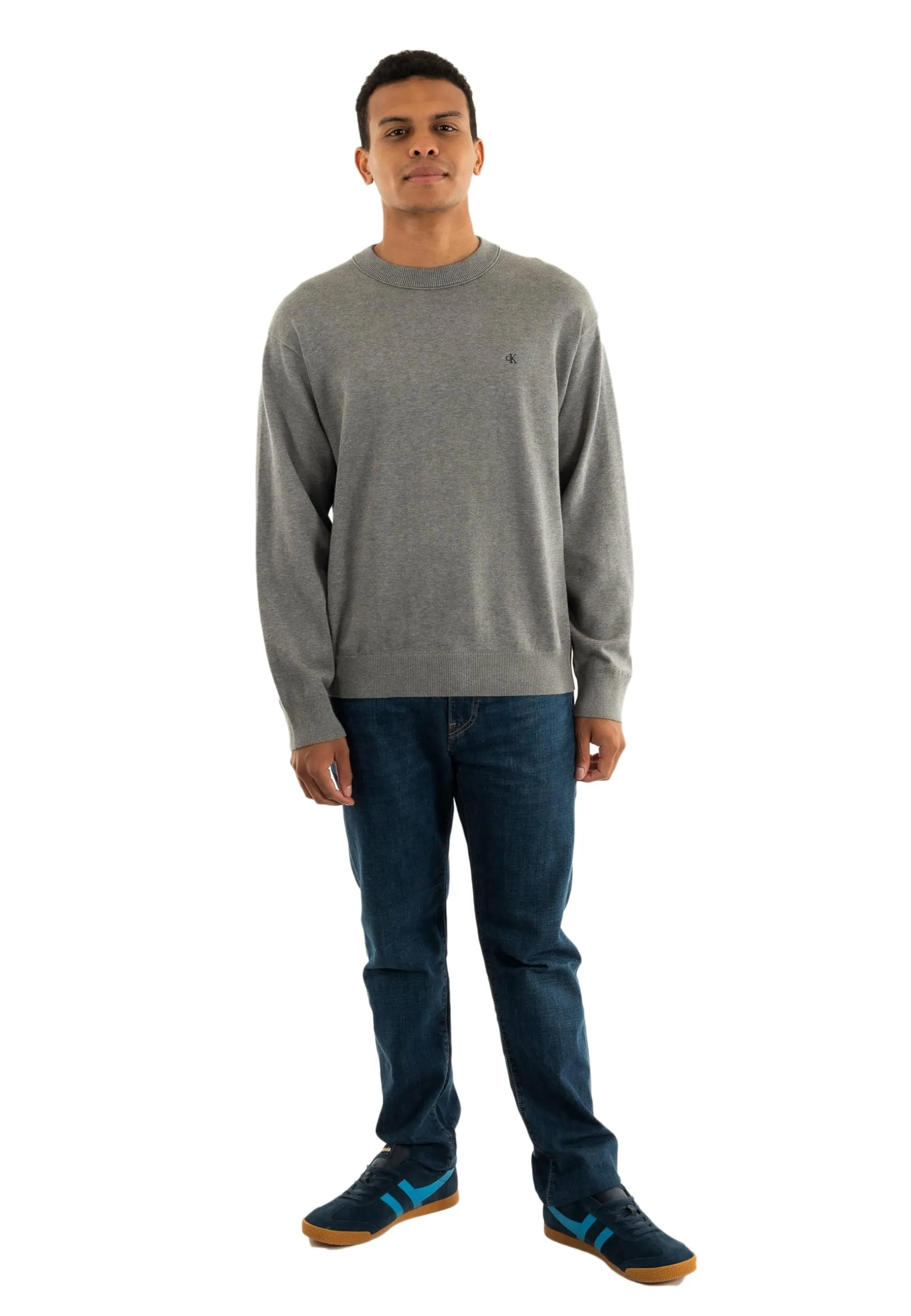Calvin Klein LS Ez Cotton Crewnk Sweater 12Gg Lv04Rc309G, Maglione, Uomo, Grigio (Medium Grey Htr), L