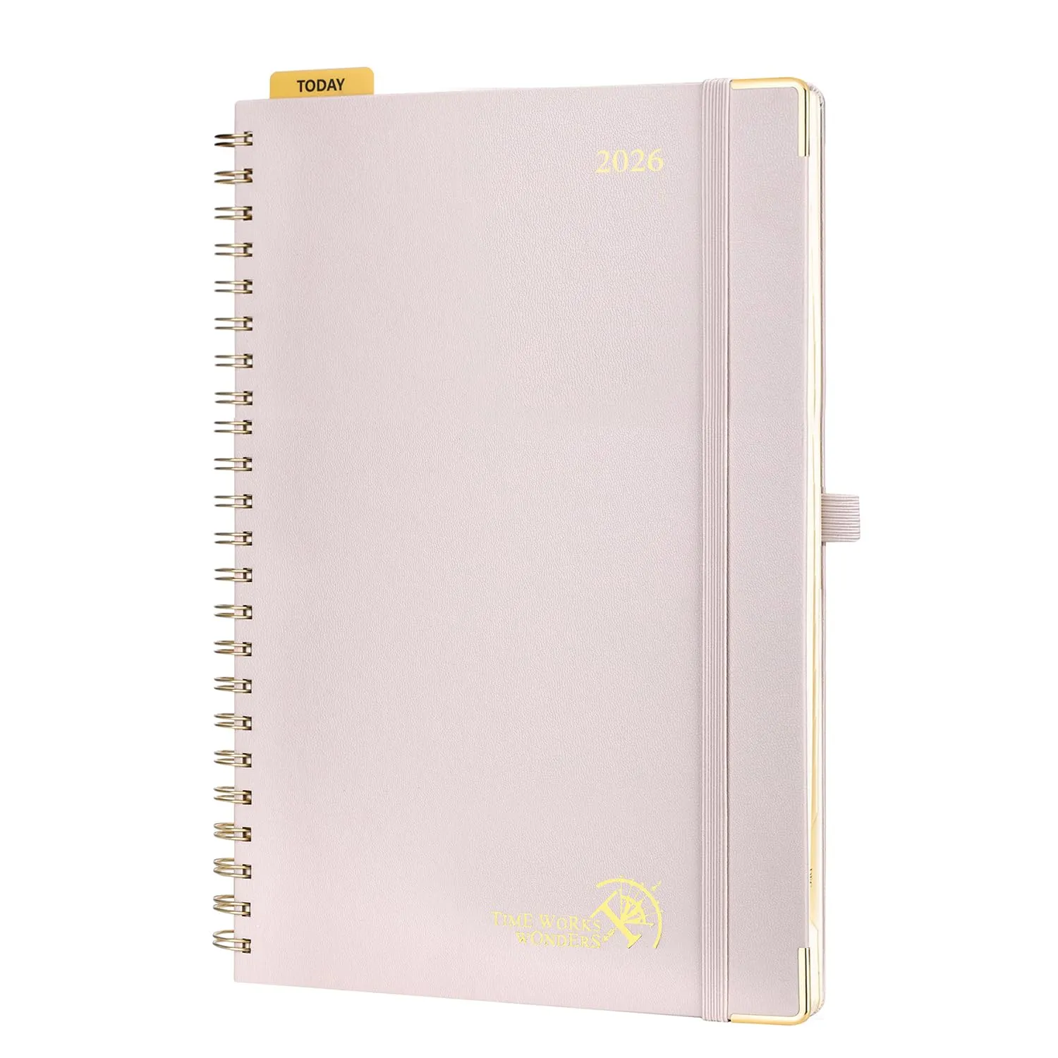 POPRUN Agenda Settimanale 2026 Piccola Spirale 16 x 10,5 cm, Copertina Rigida, Agenda 2026 Tascabile con Angolo di Protezione in Oro, Carta Spessa da 100 GSM, Rosa Chiaro