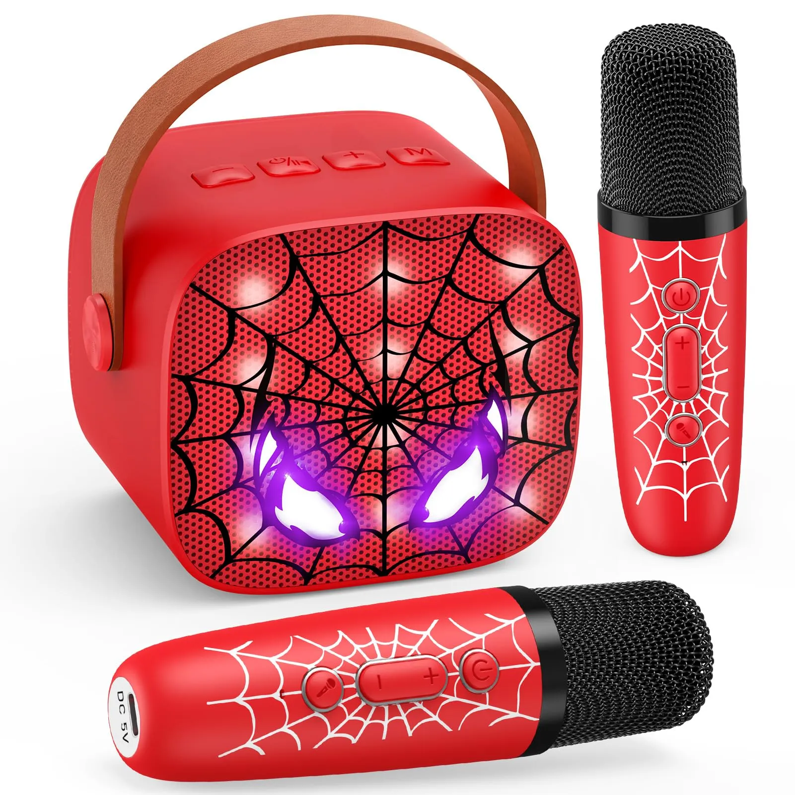 Braxel Regalo Bambino 3-12 Anni Maschio, Karaoke per Bambini con 2 Microfono Wireless Karaoke Spider Giocattolo Bambino Microfono Bluetooth Regalo Natale Bambini Canta Tu Giochi Bambini 3-12 Anni