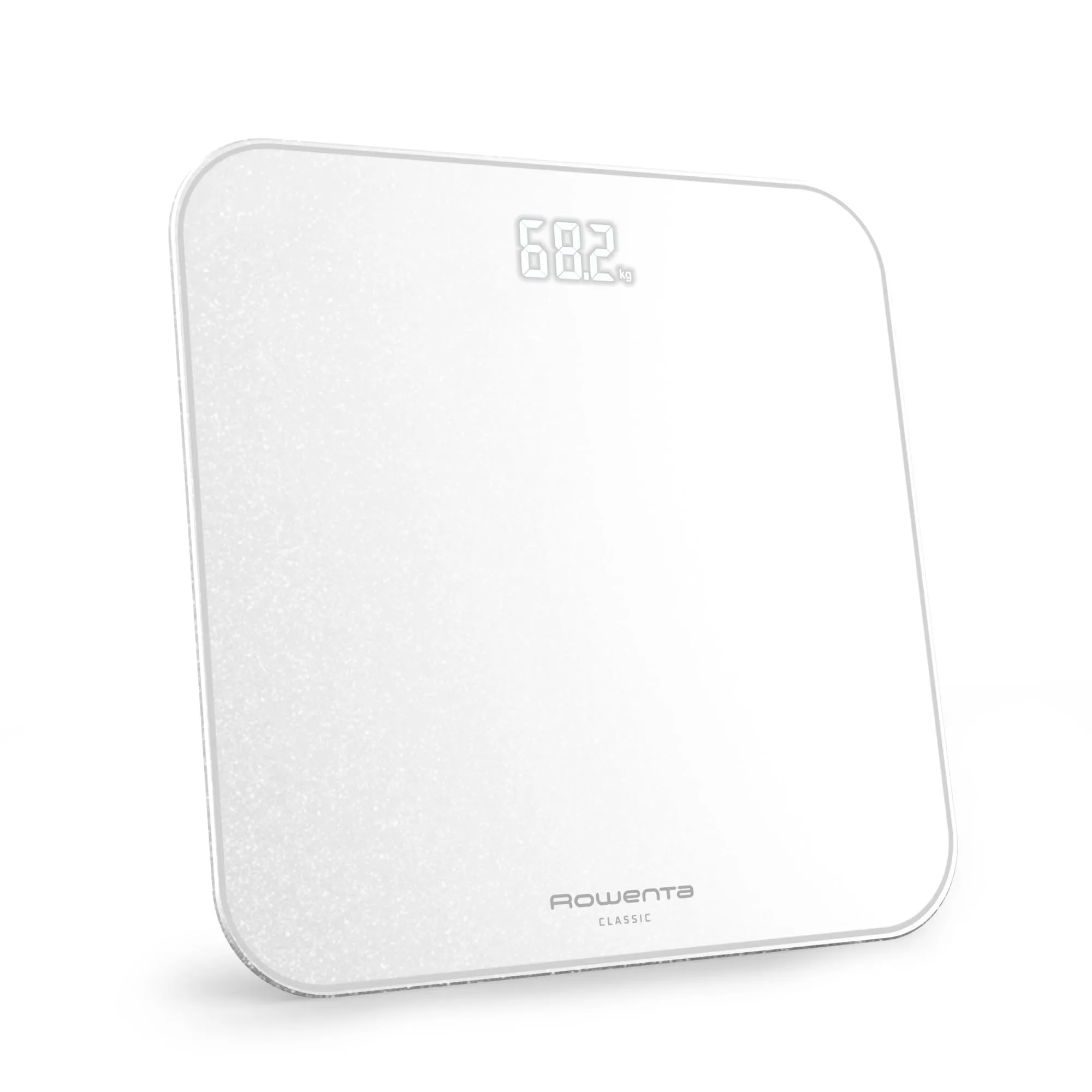 Rowenta Classic 2.0, Bilancia con Schermo Invisibile LED Facile da Leggere, Capacità 180kg, Design Moderno e Funzioni Intelligenti, AutoAccensione e Spegnimento Automatico, Colore Bianco, BS1901V1