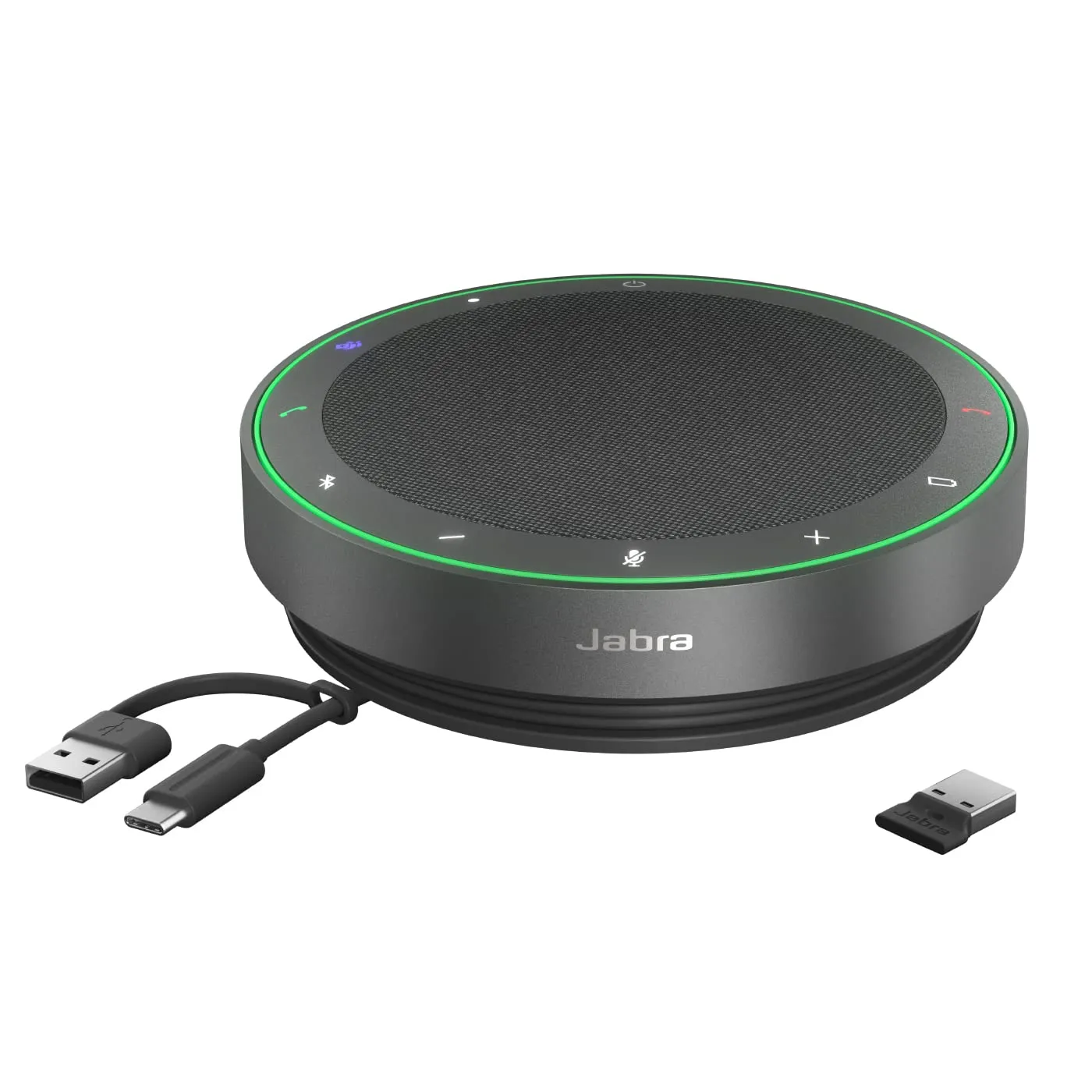 Jabra Speak2 75 Vivavoce Bluetooth senza fili per lavoro e musica - 4 microfoni a cancellazione di rumore, altoparlanti da 65 mm, Nuova funzione di collegamento, USB-A, Microsoft Teams, Grigio scuro