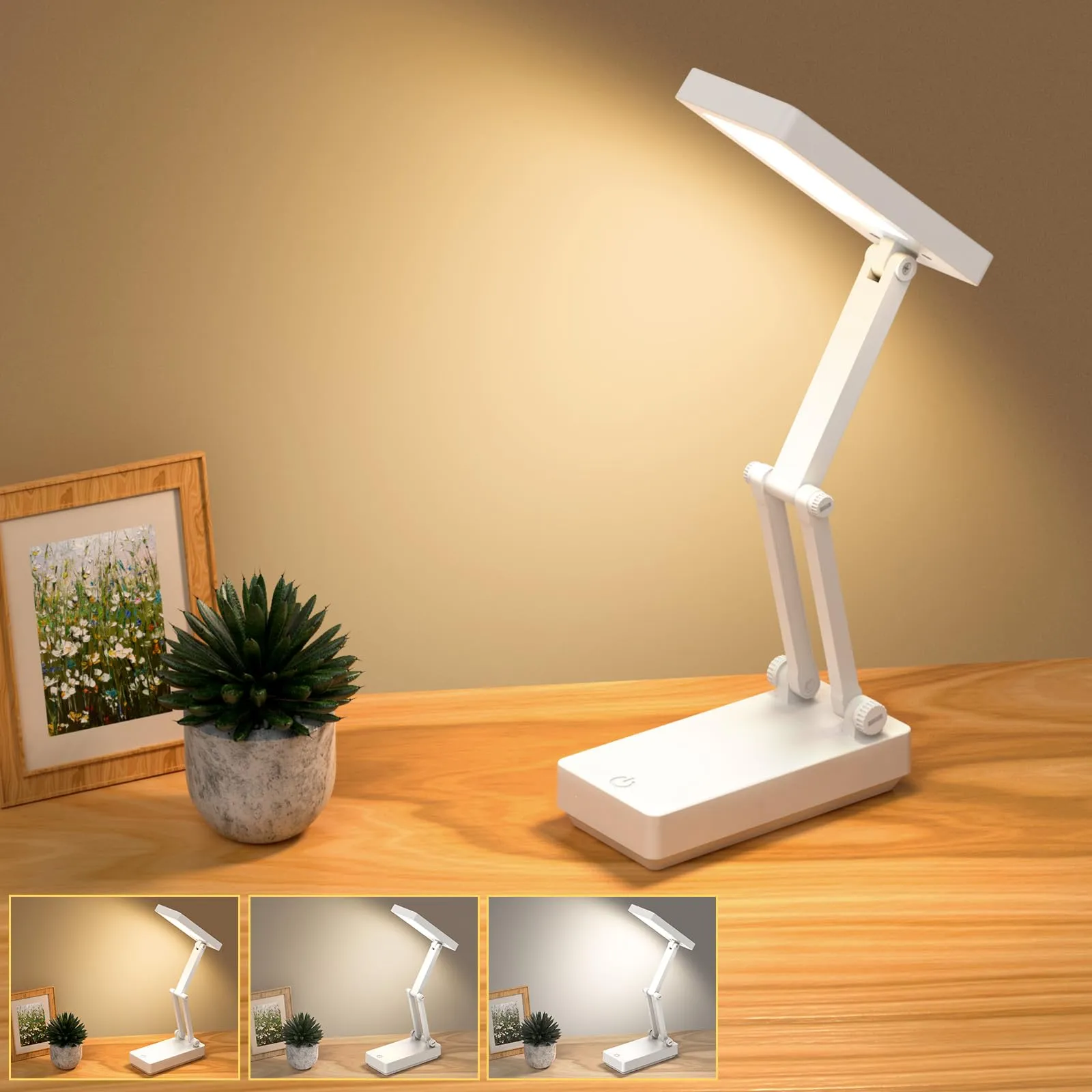 Lampada da Tavolo senza Fili,Lampada da Scrivania LED Pieghevoli & Ricaricabile,Lampade da Comodino,Lampada LED Abat Jour senza Fili,Dimmerabile,3 Modalità Luce,per Camera da Letto, Lettura, Studio