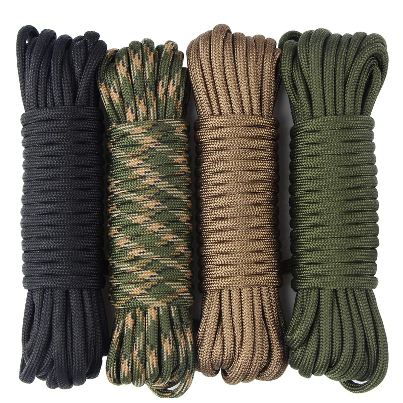 aufodara 4 Pezzi 19ft / 6 Metri Paracord Corde 4mm Nylon Corda 7 Fili centrali - 4 Colori, Lunghezza Totale 76 Piedi (D4-A)