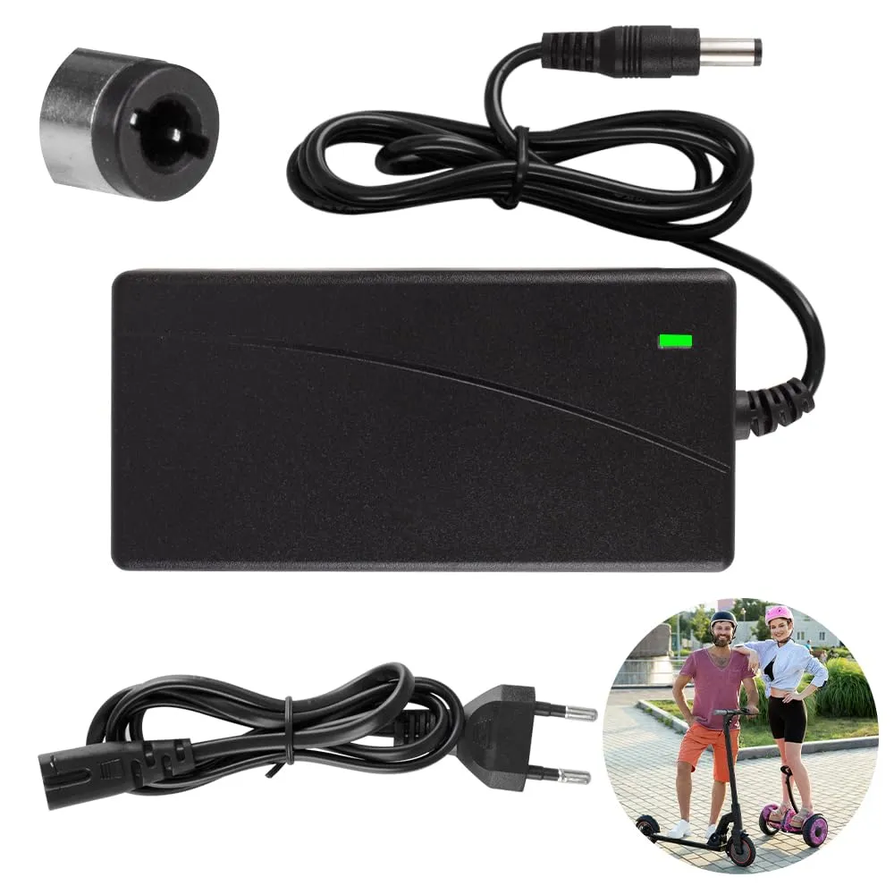 Caricatore Monopattino Elettrico, 42V 2A AC Caricatore Hoverboard, Caricabatterie Adattatore di Alimentazione, per Scooter Elettrico, Bici Equilibrata, Hoverboard, Bicicletta Elettrica (5.5*2.5mm)