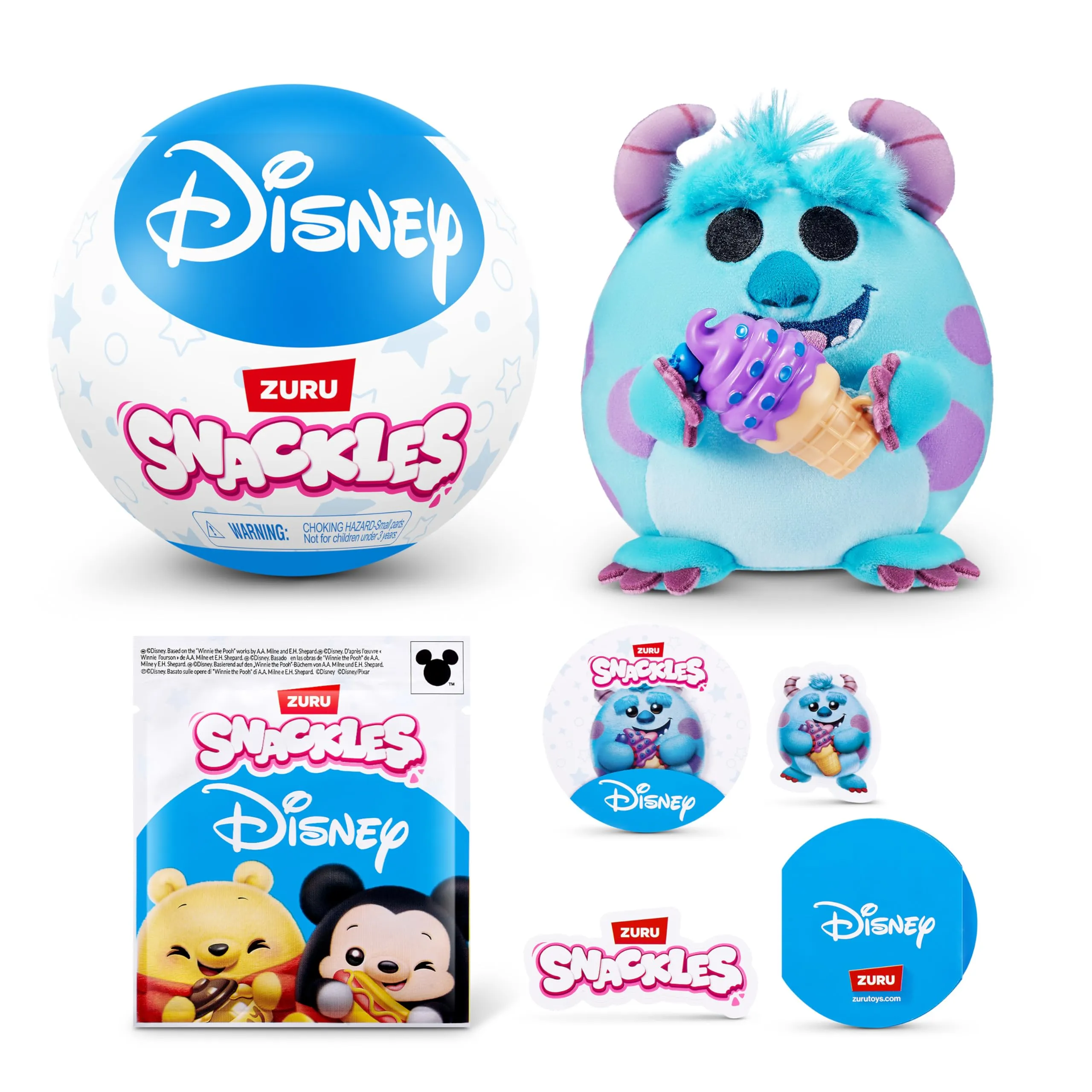 Snackles, peluche personaggio Disney da 13 cm di ZURU, peluche con accessorio snack (assortimento casuale)