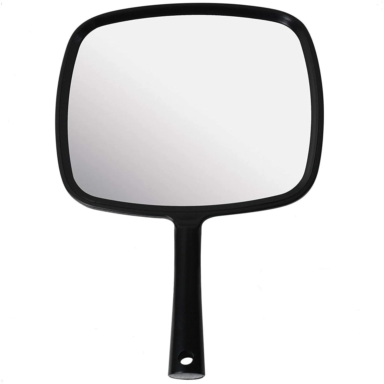 Mirrorvana Specchio a mano con manico ergonomico, specchio portatile per trucco, tagli di capelli domestici, uso dentale e barbiere, 20,3 x 27,9 cm (nero)