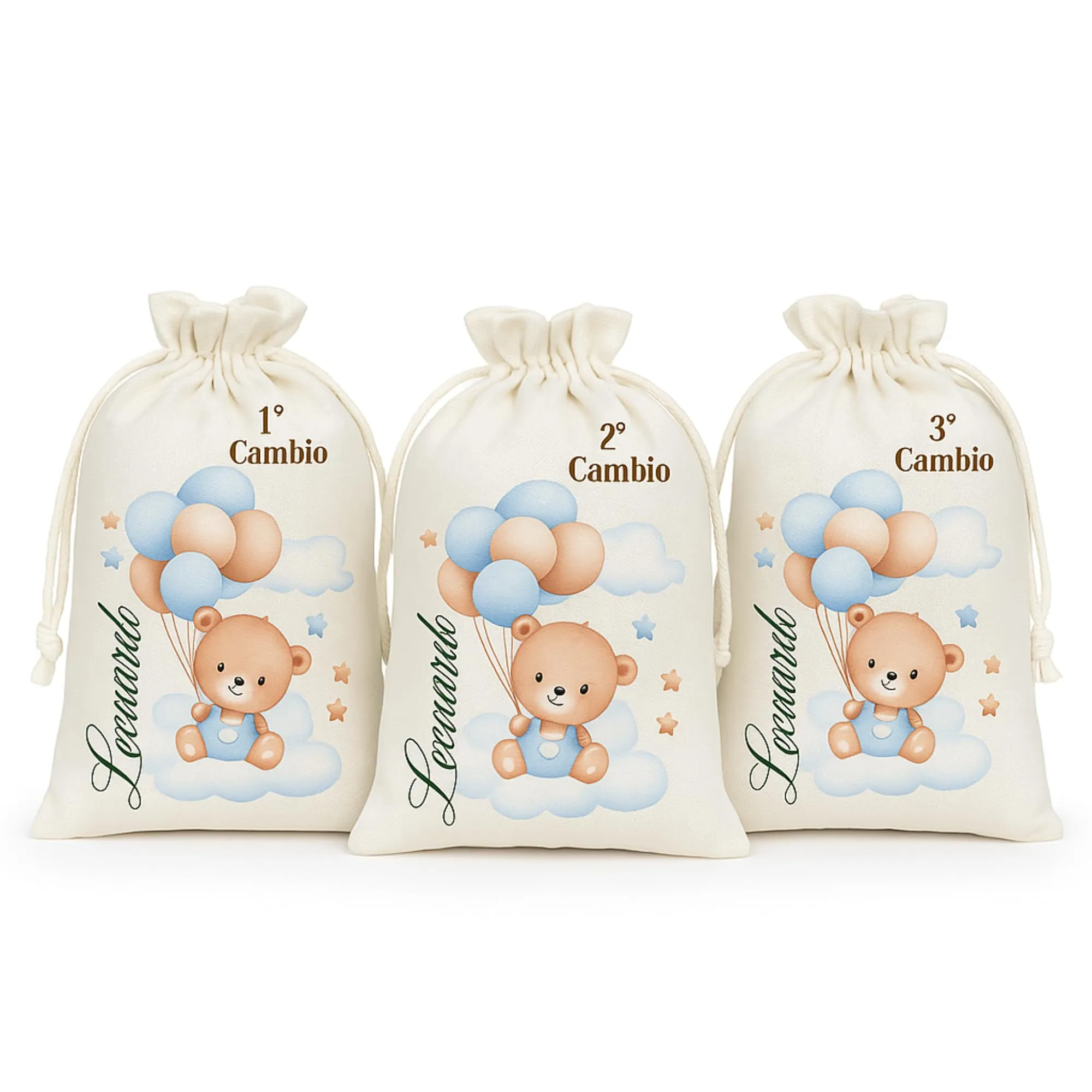 Sacchetti Primo Cambio Ospedale Personalizzati con Nome – Set Nascita Neonato Bimbo/Bimba – Sacchetto Corredino Maternità – Idea Regalo Baby Shower – Made in Italy
