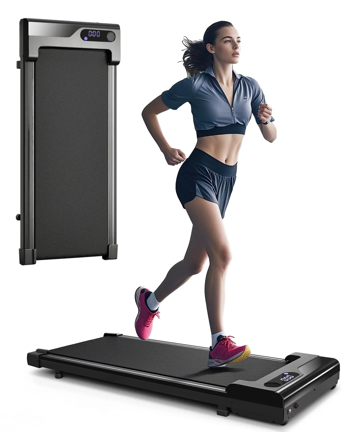 Zeporix Tapis Roulant Elettrico -Tapis Roulant salvaspazio, Tapirulan da Casa Mini Walking Pad Portatile per Camminata e Corsa con 4 modalità di velocità, Telecomando e Display LED