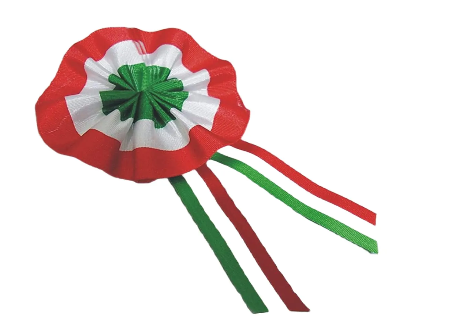 10 Coccarda Tricolore Italia 5 cm. diametro, lunga 10 cm. con Spilla sul Posteriore realizzata con Nastro in Tessuto, Creazione Artigianale, Handmade, in totale 10 Pezzi