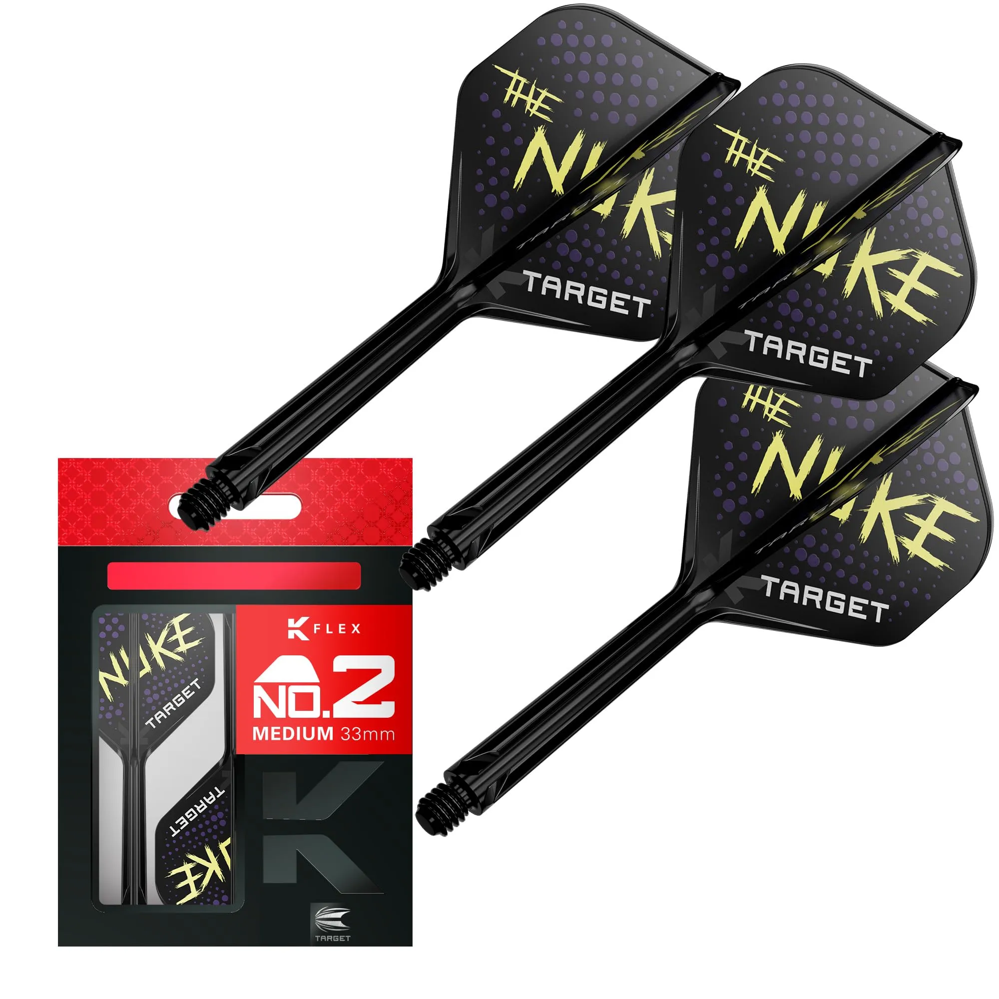 Target Darts Luke Littler K Flex Alette e Sistema di Aste, No.2 (Medio, 33mm) | Confezione da 3 Alette Kflex all in One, The Nuke Player Edition Accessori Freccette | Freccette K-Flex