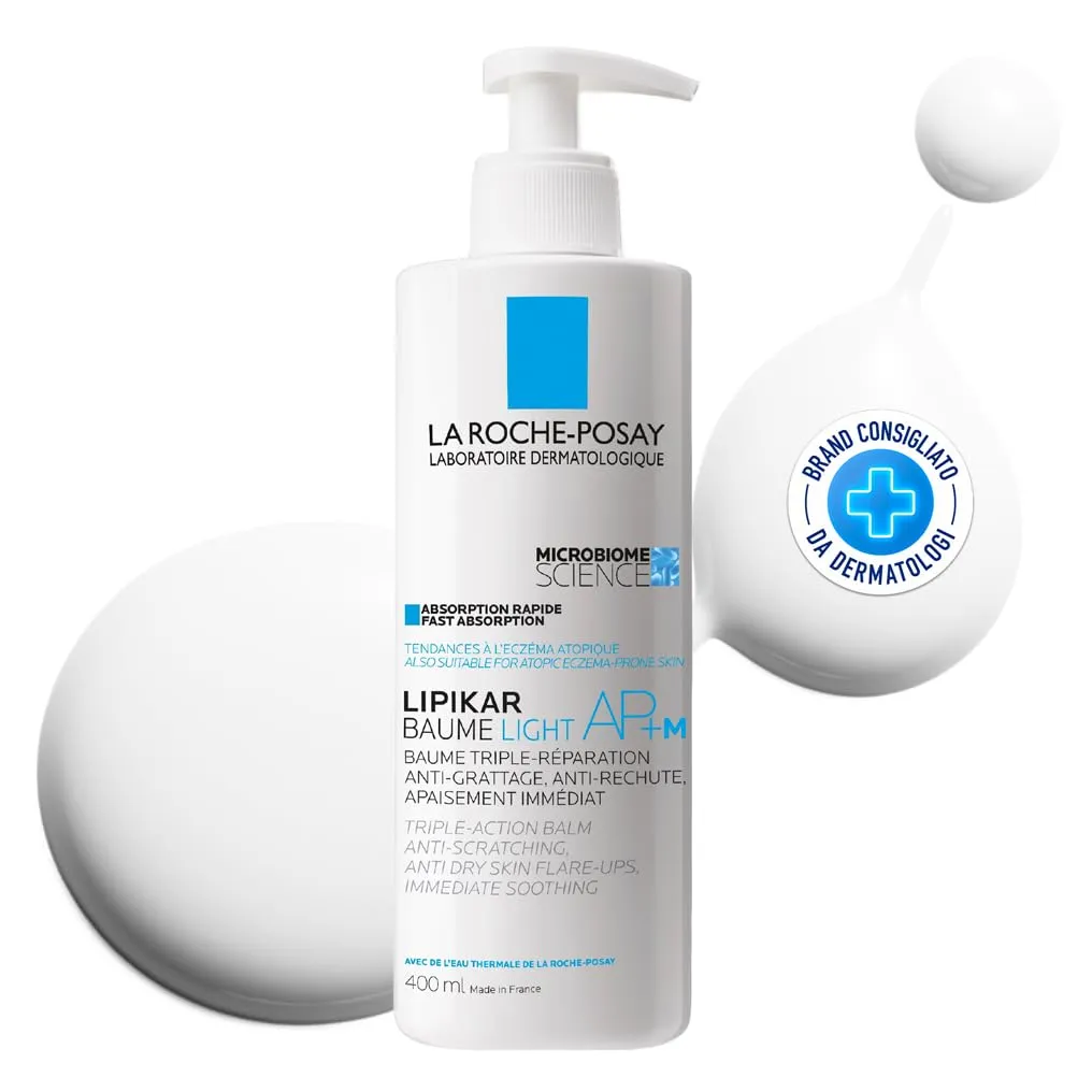La Roche-Posay Lipikar Baume AP+M Light, Trattamento Corpo Delicato, Adatto a Pelle Atopica, Riparatore, Risultato Ultra-Idratante, Formula con Burro di Karité, Niacinamide, 400ml