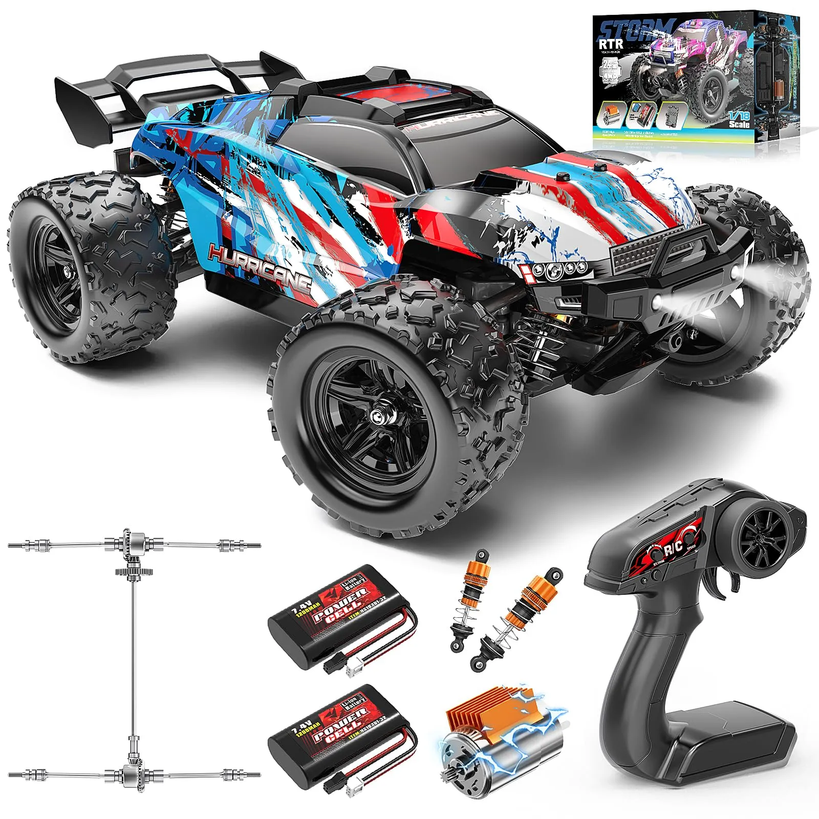 Macchina Telecomandata Professionale 1:18 Entry-Level per Adulti e Ragazzi, RC Car 4WD Fuoristrada 40 km/h con Trasmissione in Metallo e 2 Batterie, Macchina Radiocomandata Compatta per Esterni