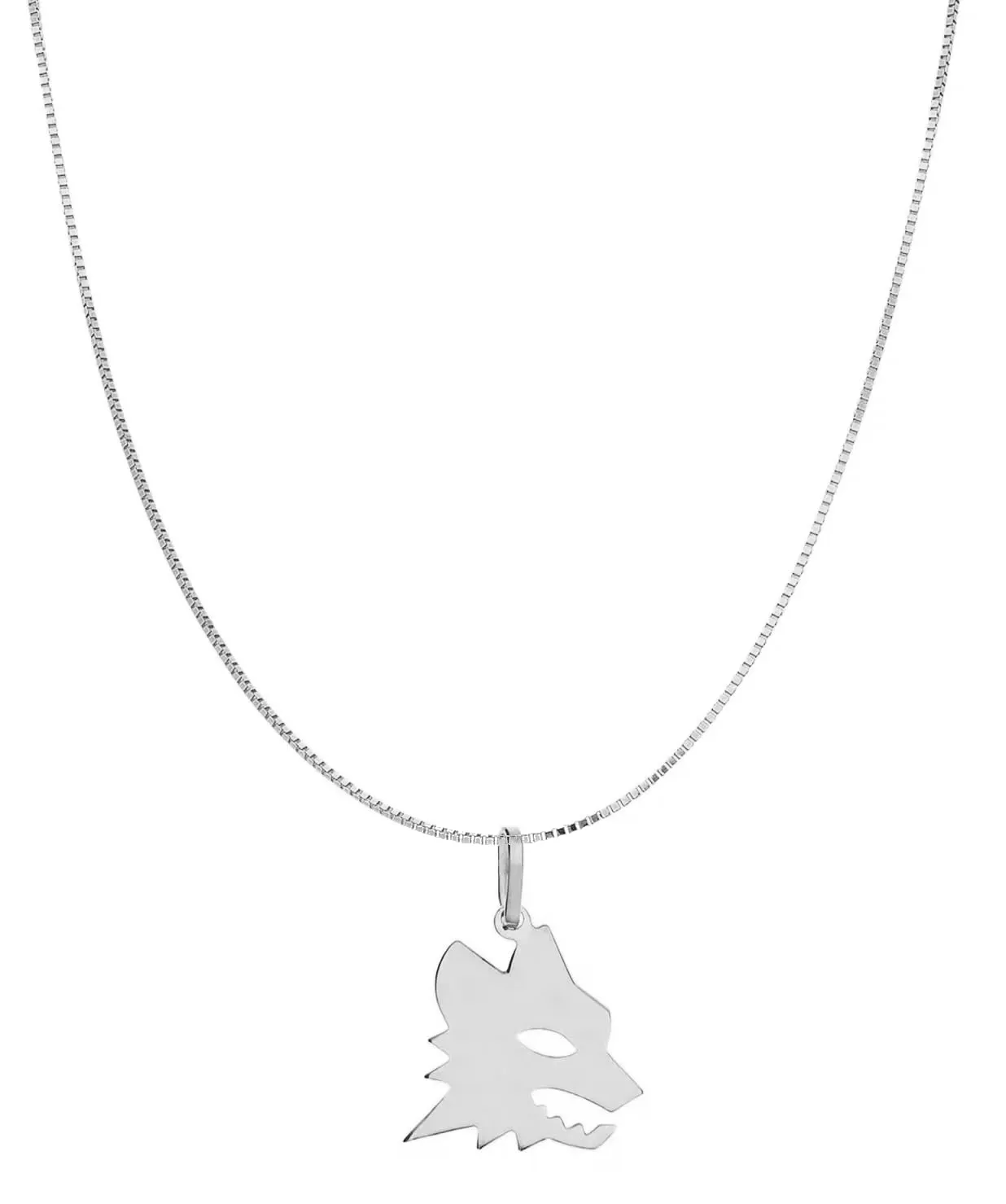 Collana Uomo Donna Lupo Lupetto Roma Stemma Squadra Argento 925 Fatta a Mano (50 cm)