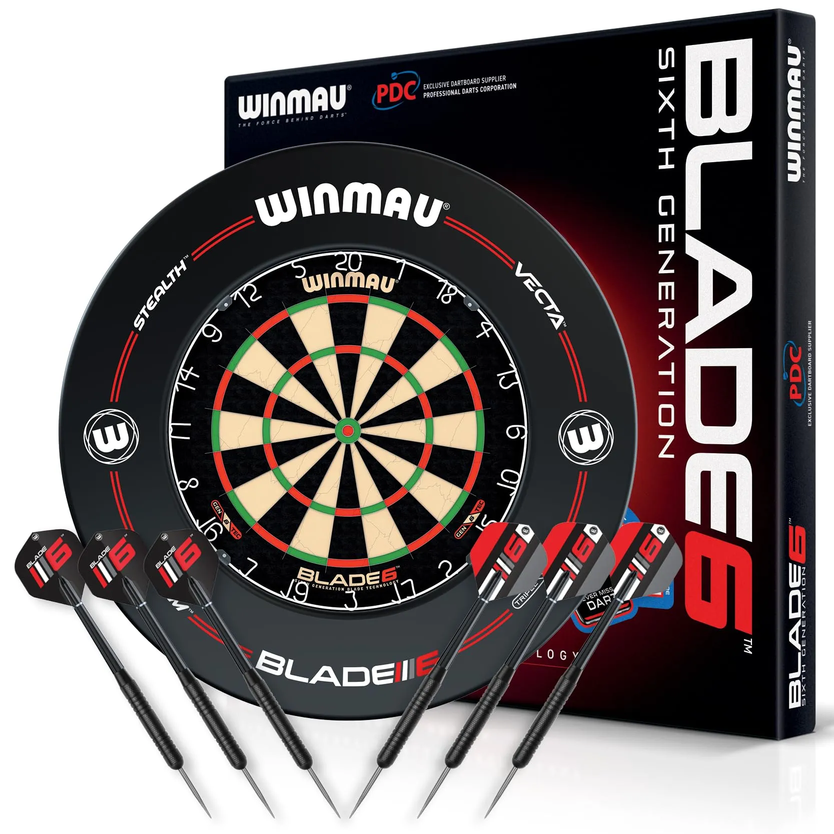 Winmau Blade 6 - Bersaglio professionale classico per freccette con surround e 2 set di freccette