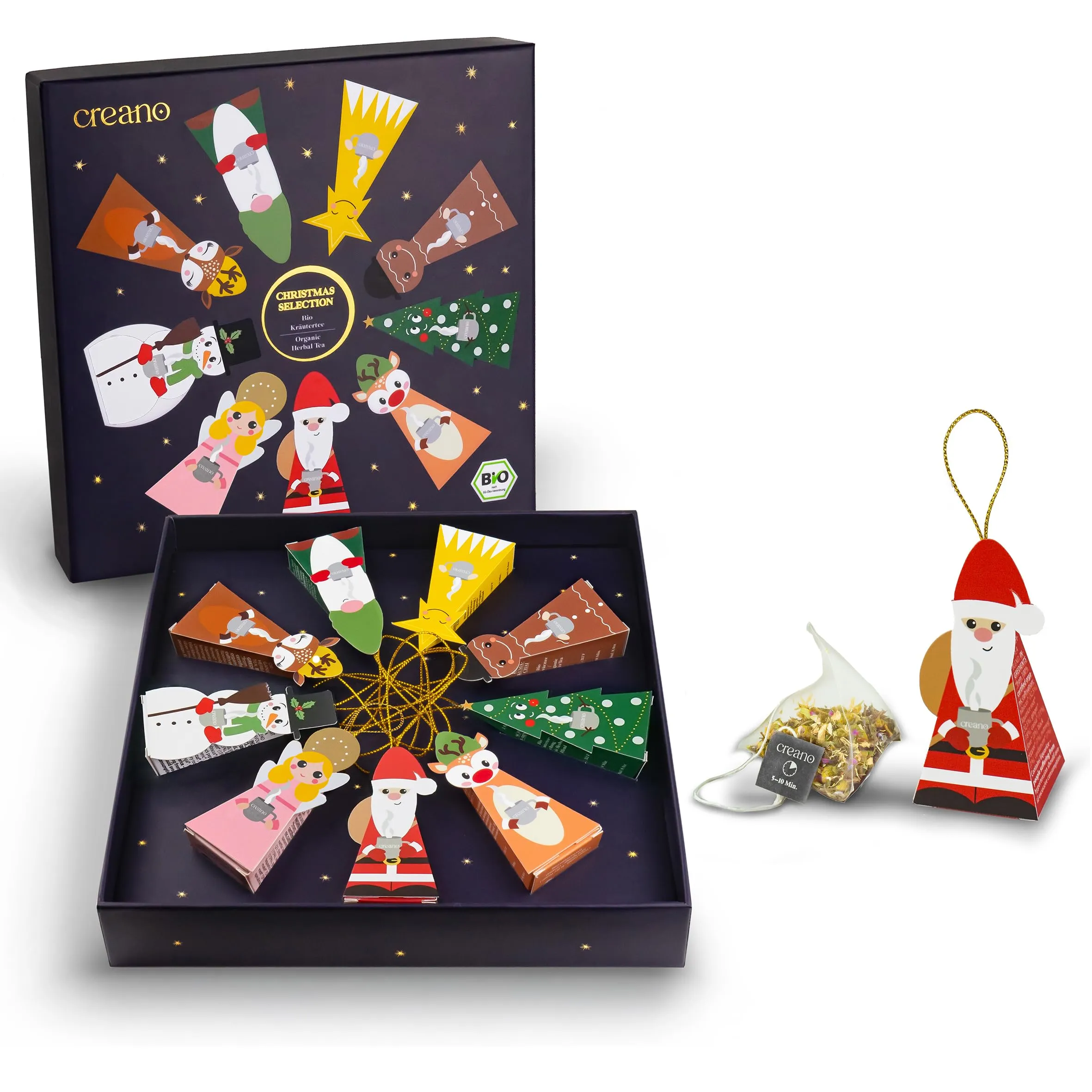 Creano Set regalo di tisane biologiche - 9 bustine di tè piramidali in 9 gusti diversi - 22,5g - NUOVO 2025*