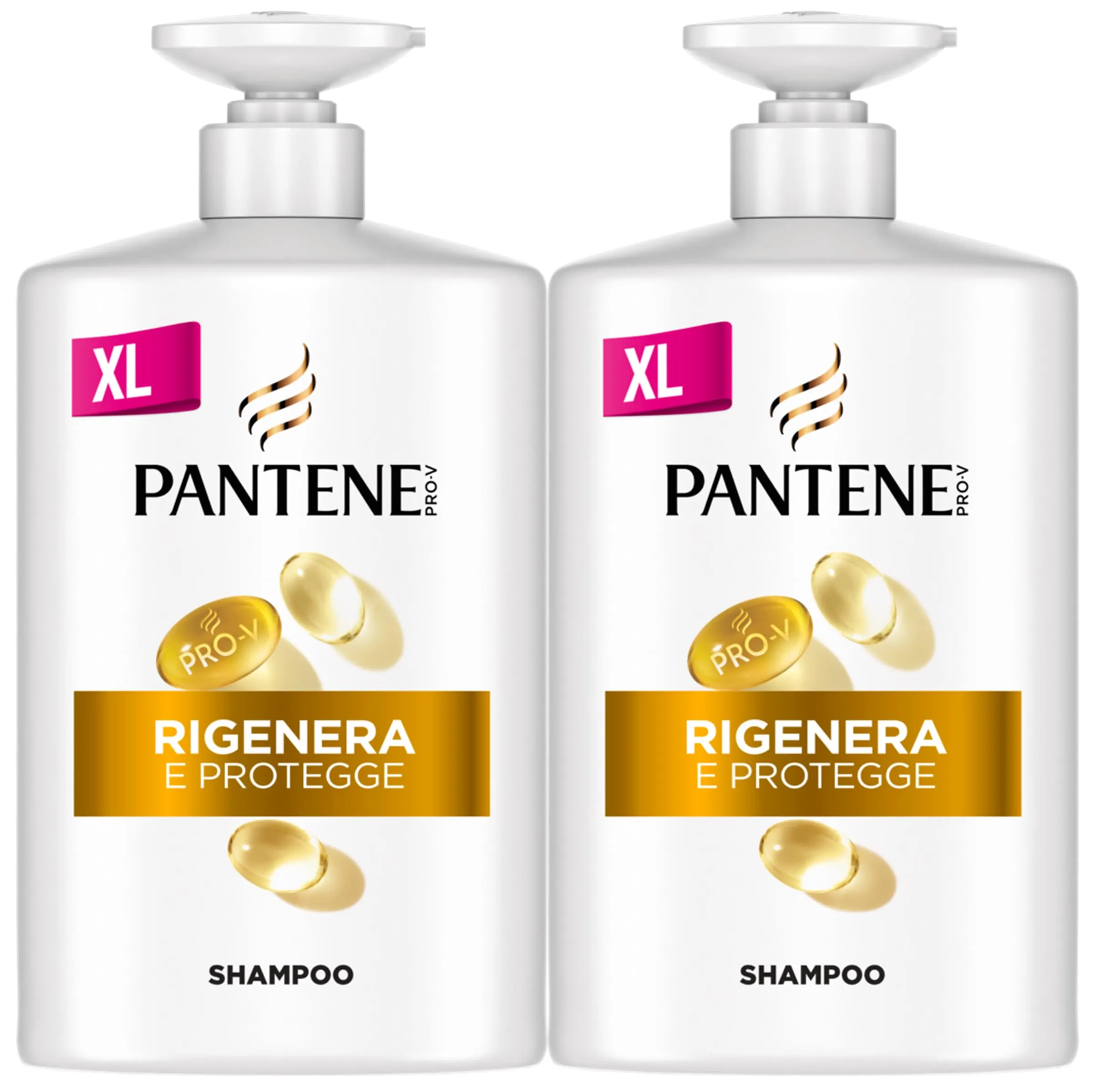Pantene Pro-V Shampoo Rigenera E Protegge per Capelli Deboli, Secchi e Danneggiati, Protegge i Legami del Capello, Senza Siliconi, Olio Minerale e Coloranti, Formato Maxi Convenienza 2x1000 ml
