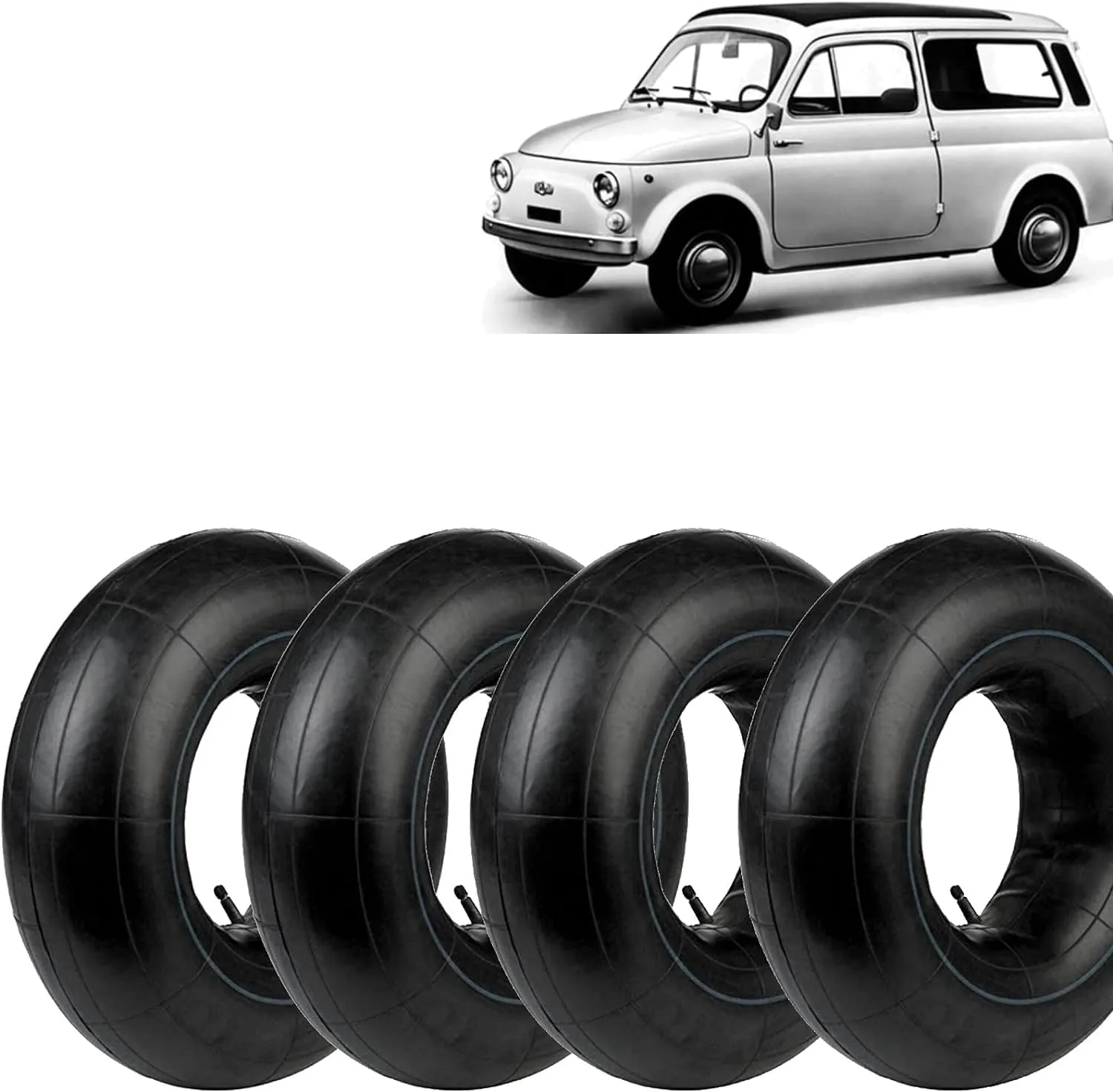 N° 4 CAMERE D’ARIA 125/135-12 CON VALVOLA IN GOMMA TR13 COMPATIBILE CON PNEUMATICI MOTO GOMME FIAT 500 EPOCA 126 APE