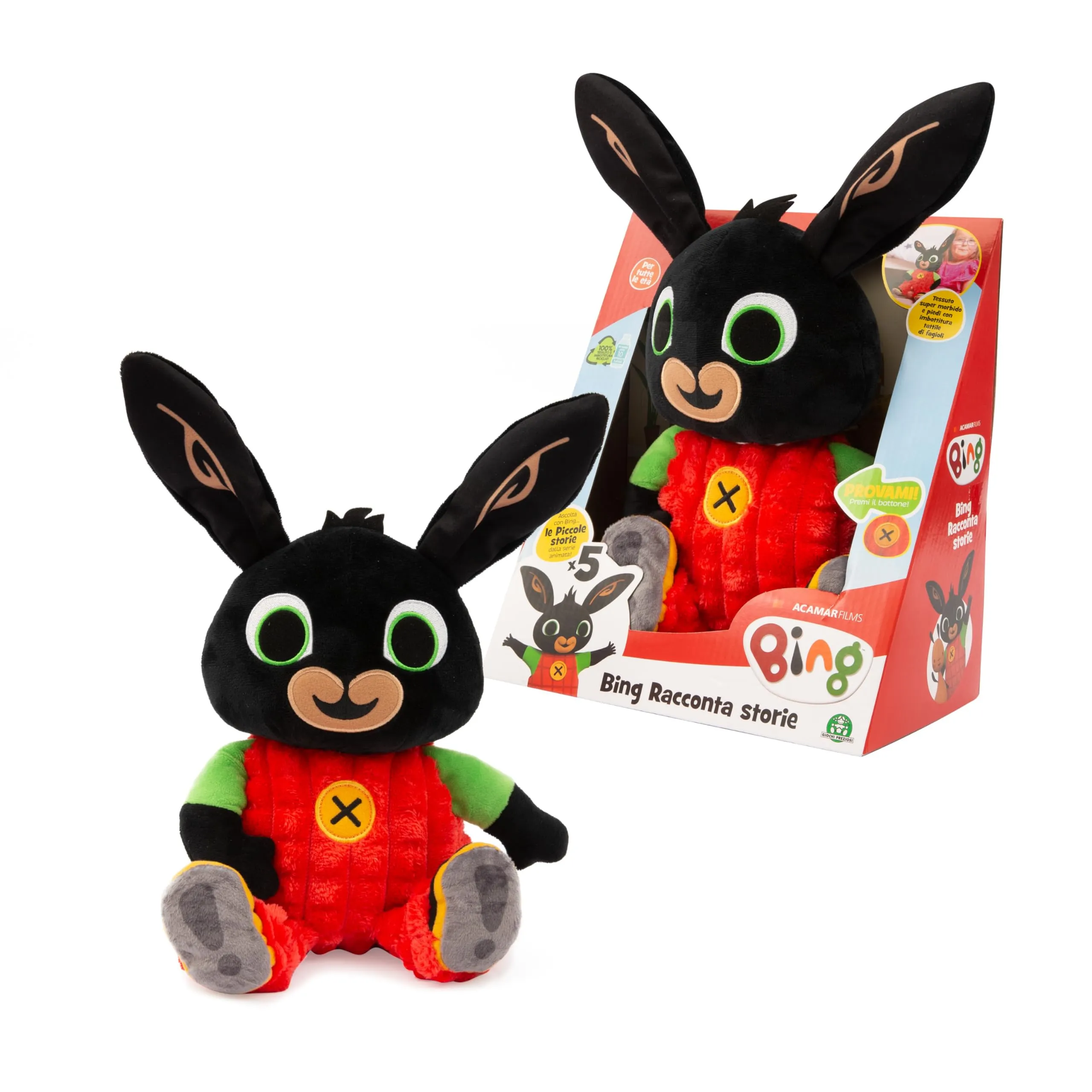 Giochi Preziosi Bing - Peluche Bing Raccontastorie, Morbido Tessuto, Racconta 5 Differenti Storie, Ottimo per La Nanna, per Bambini A Partire dai 18 Mesi
