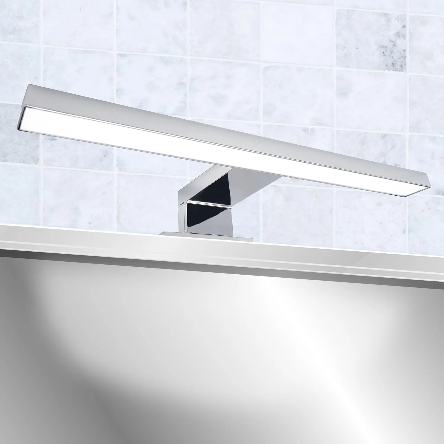 Leddy Living - Lampada LED da Specchio Bagno | Applique IP44 Anti-Appannamento | Luce Trucco 4000K | Facile Installazione | Design Moderno, Cromo, 30 cm, ABS