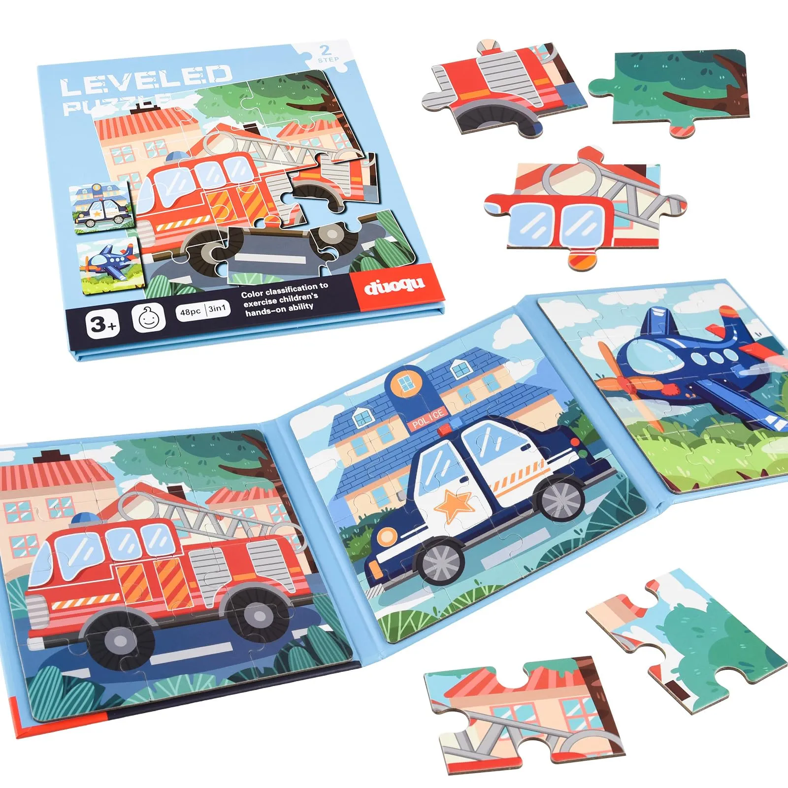 ASTARON Puzzle magnetici per bambini 3-5, per bambini dai 2-4 anni Giocattolo per attività in fattoria/auto/con animali, magnete didattico regalo per viaggio su strada