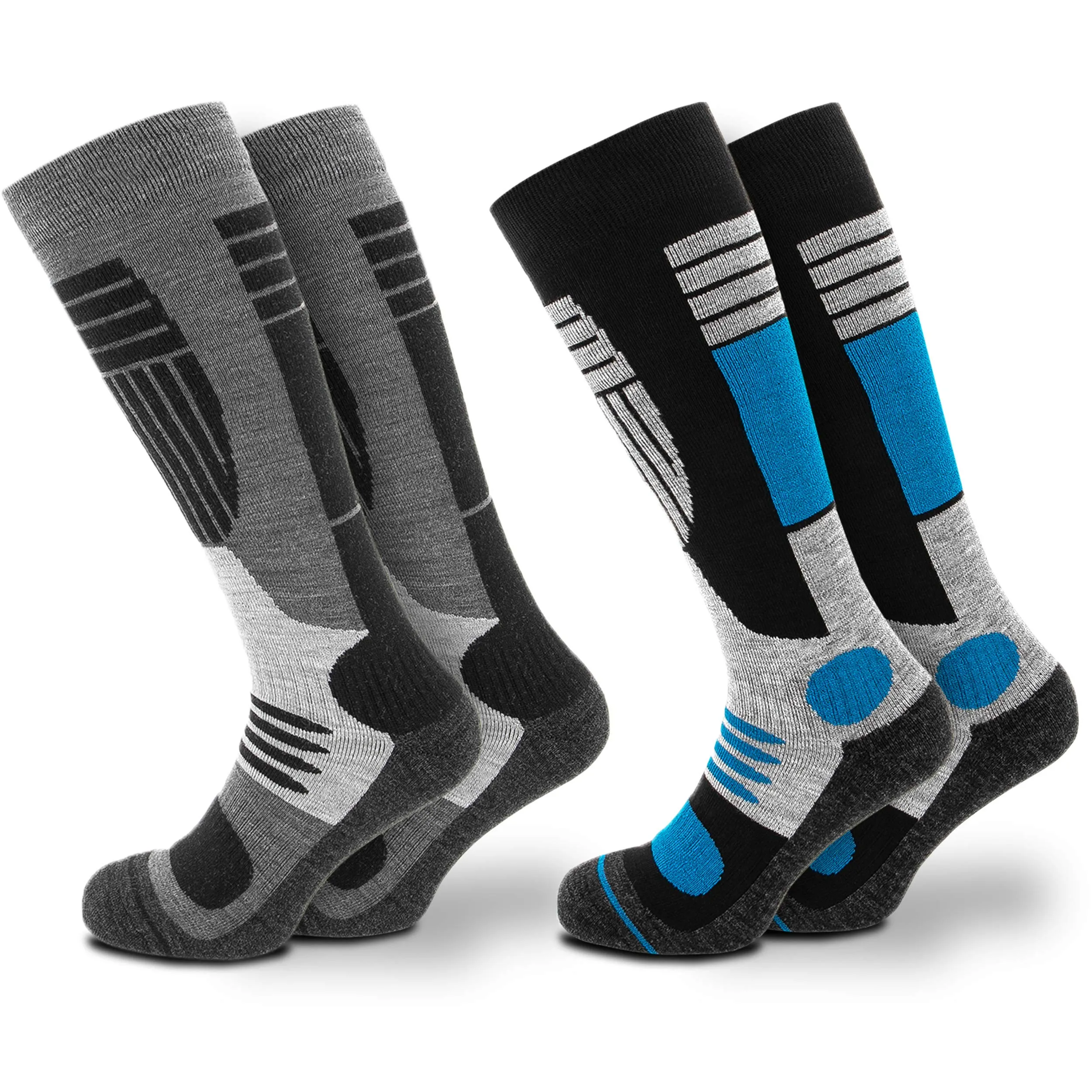 Occulto Calze da Sci Uomo pacco da 2, pacco da 4 (modello: Felix) 2 Paia Blu Nero 43-46