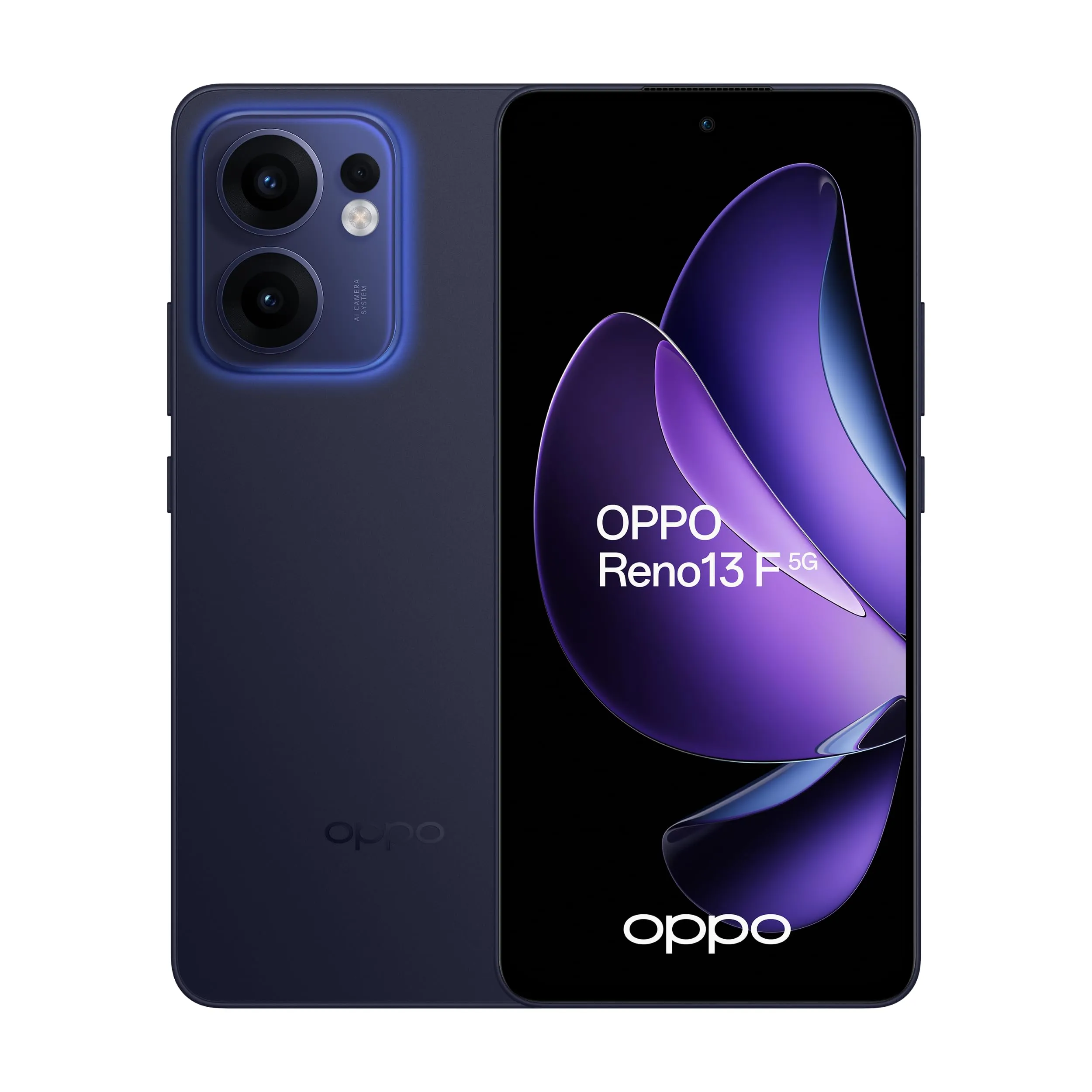 OPPO Reno Reno13 F 5G AI Smartphone, Tripla fotocamera 50+8+2MP, Selfie 32MP, Display 6.67” 120HZ AMOLED FHD+, 5800mAh, RAM 8GB(Esp4GB/6GB/8GB)+ROM 256GB, [Versione Italia], Luminous Blue
