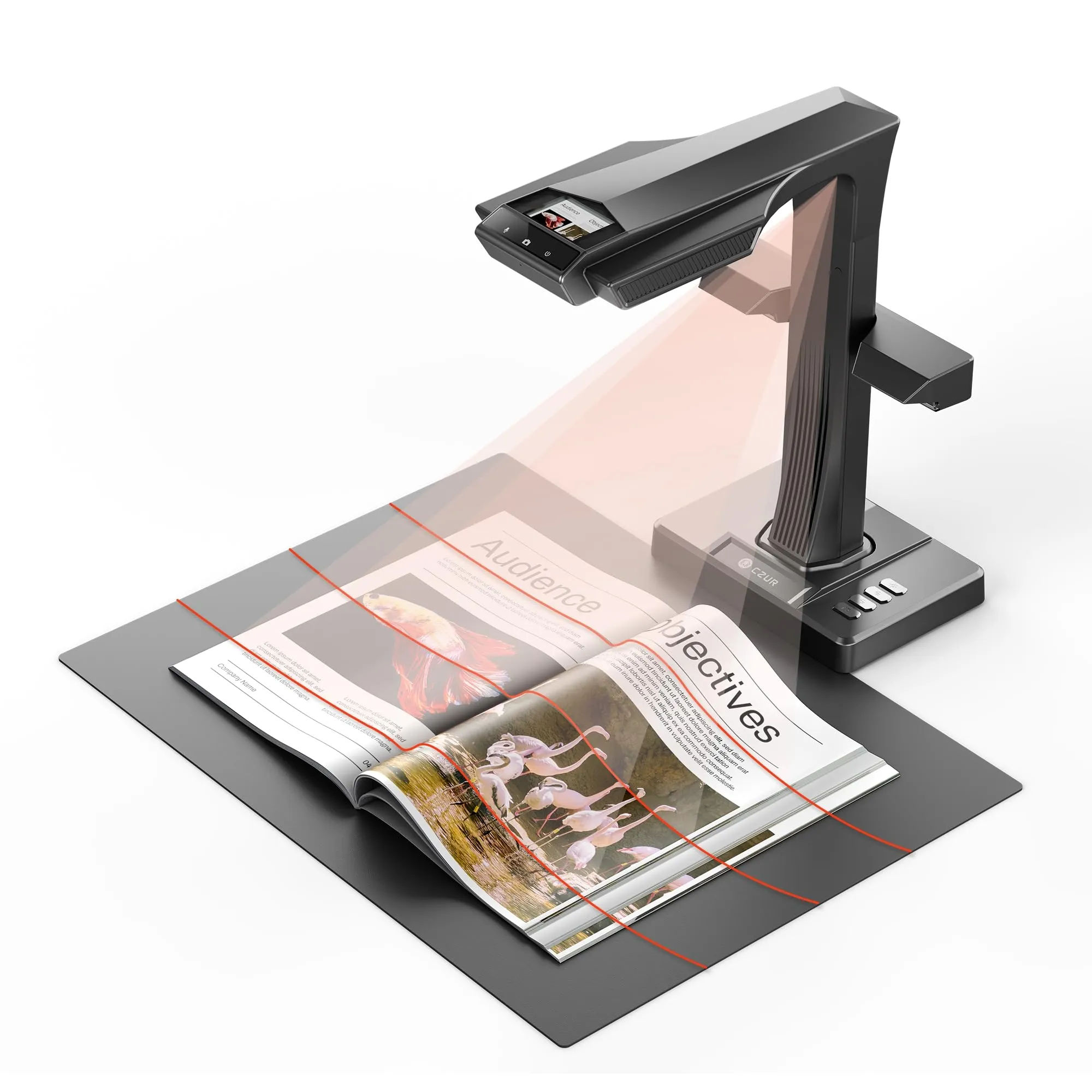 CZUR ET18 Pro Scanner per Libri Professionali, 18MP HD Telecamera Scanner per Documento con OCR, Converte i Documenti in PDF, Word, Tiff, Excel, compatibile con Windows macOS