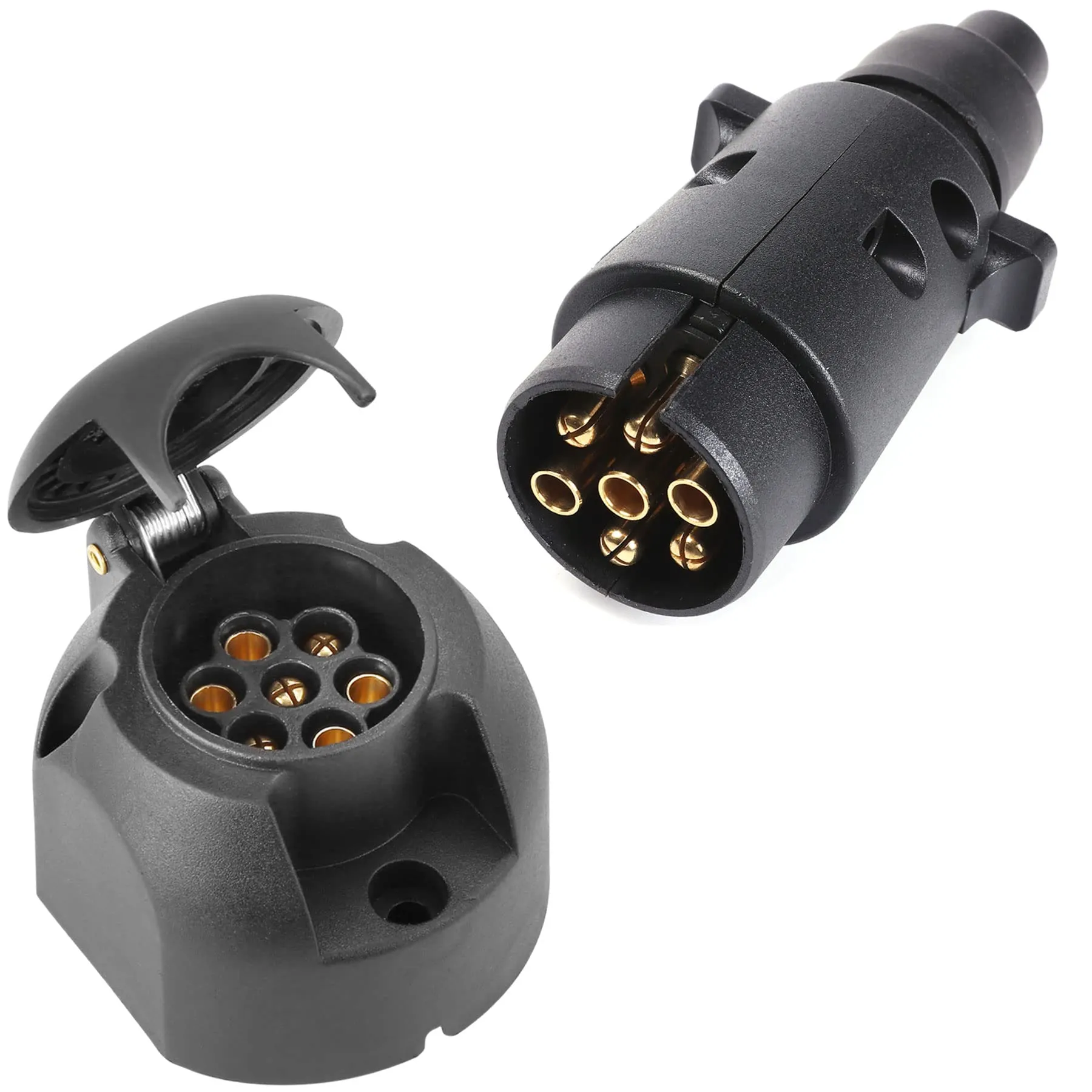SPARKMOTO Spina 7 Poli rimorchio Maschio e Presa 7 Poli Femmina,12v spinotto 7poli Presa 7poli Impermeabile per rimorchio roulotte Auto Gancio Traino Adattatore a Spina e Presa 7 Poli Norma ISO 1724