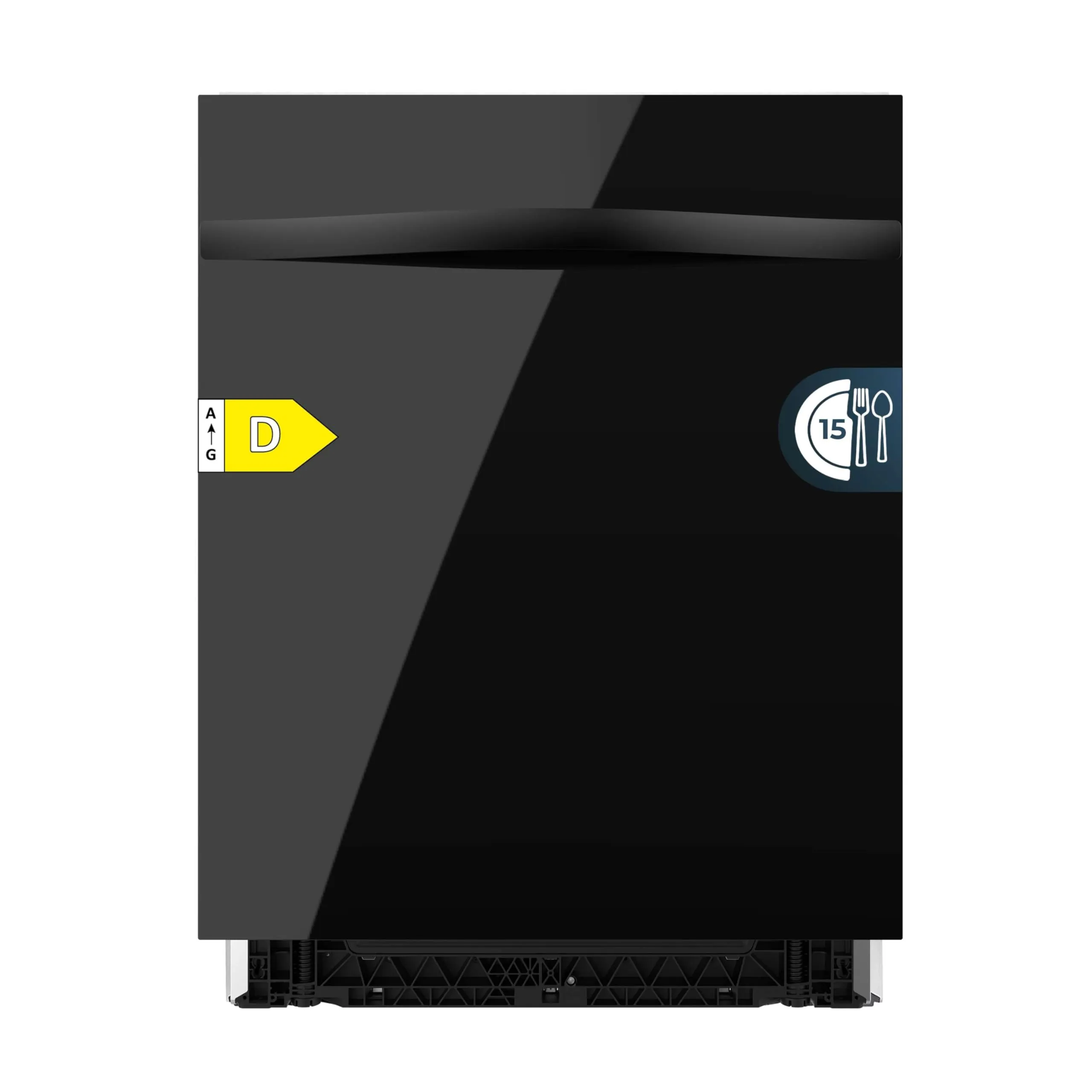 Cecotec Lavastoviglie Integrata 60cm Bolero Aguazero 6320 Full-BI Black Glass D. 1900W, 15 Coperti, 8 Programmi, Display FullColor, Smart Wash, Turbo Dry+, AutoClean, Dual Zone Wash