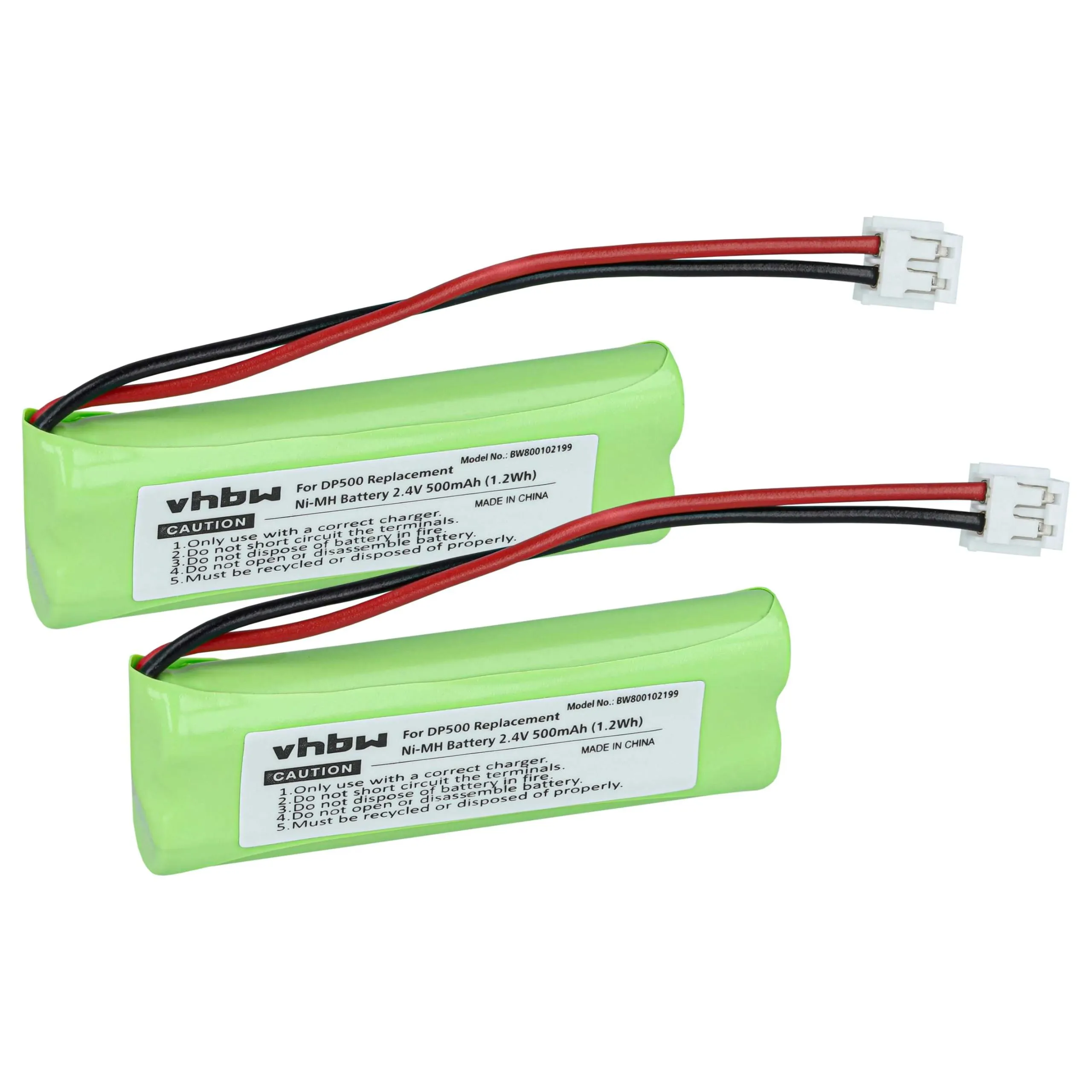 vhbw 2x NiMH batteria 500mAh (2.4V) per telefono fisso cordless Medion MD83242, MD83282 sostituisce VT50AAAALH2BMJZ, GP1010, GPHC05RN01.