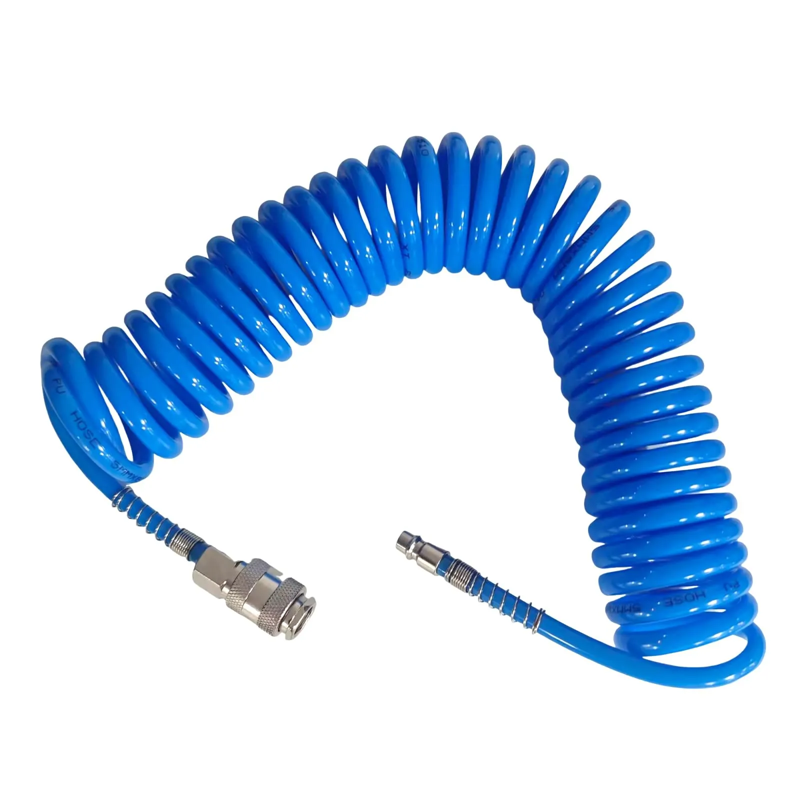 SRJQXH Tubo Aria Compressa Spirale 6 Metri, PU Antideflagrante Tubo con 1/4" Connettore, Diametro 5 × 8 mm con Attacco Rapido, Accessori Compressore Aria (Blu)