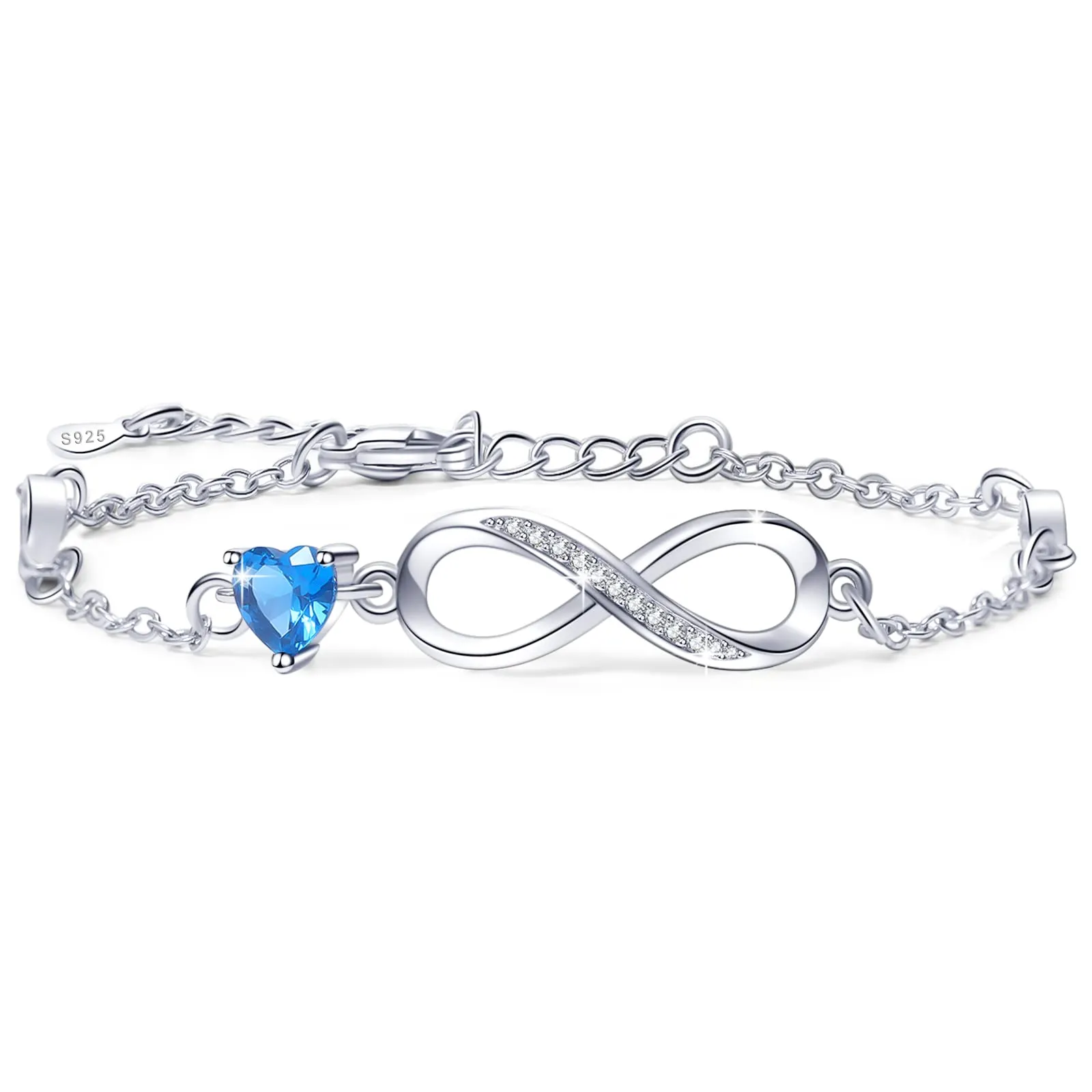Tusuzik Regalo San Valentino Regalo Donna Compleanno,Bracciale Infinito Donna Argento 925 Cuore Bracciali Gioielli Regalo Festa Della Mamma Idee Regalo Originali