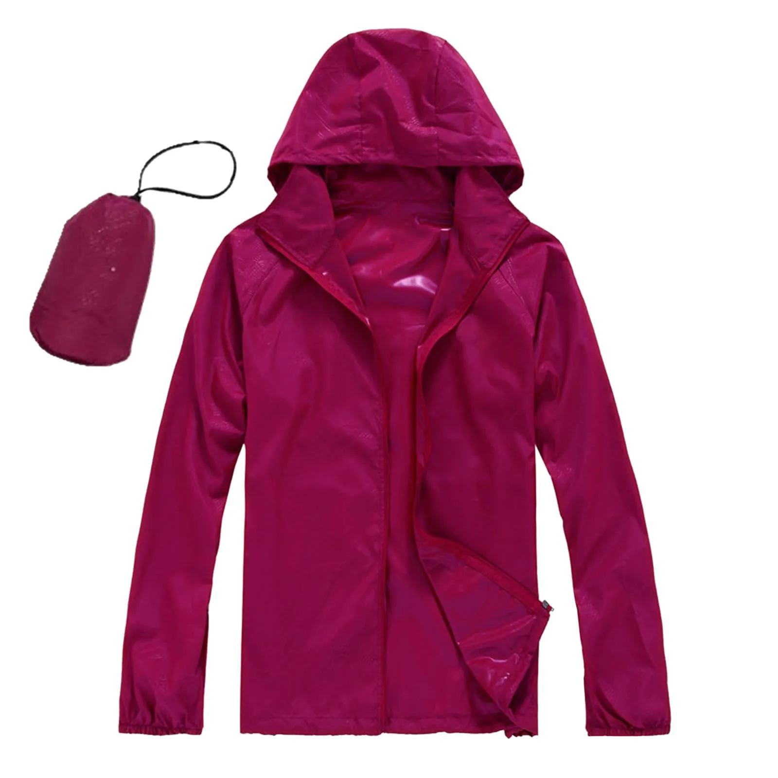 Trench Antipioggia Leggera Impermeabile da Donna con Cappuccio Lungo Antipioggia Trench Impermeabile Raincoat Zipper Softshell Jacket Giacca Antivento E Antipioggia Donna per attività All'aperto