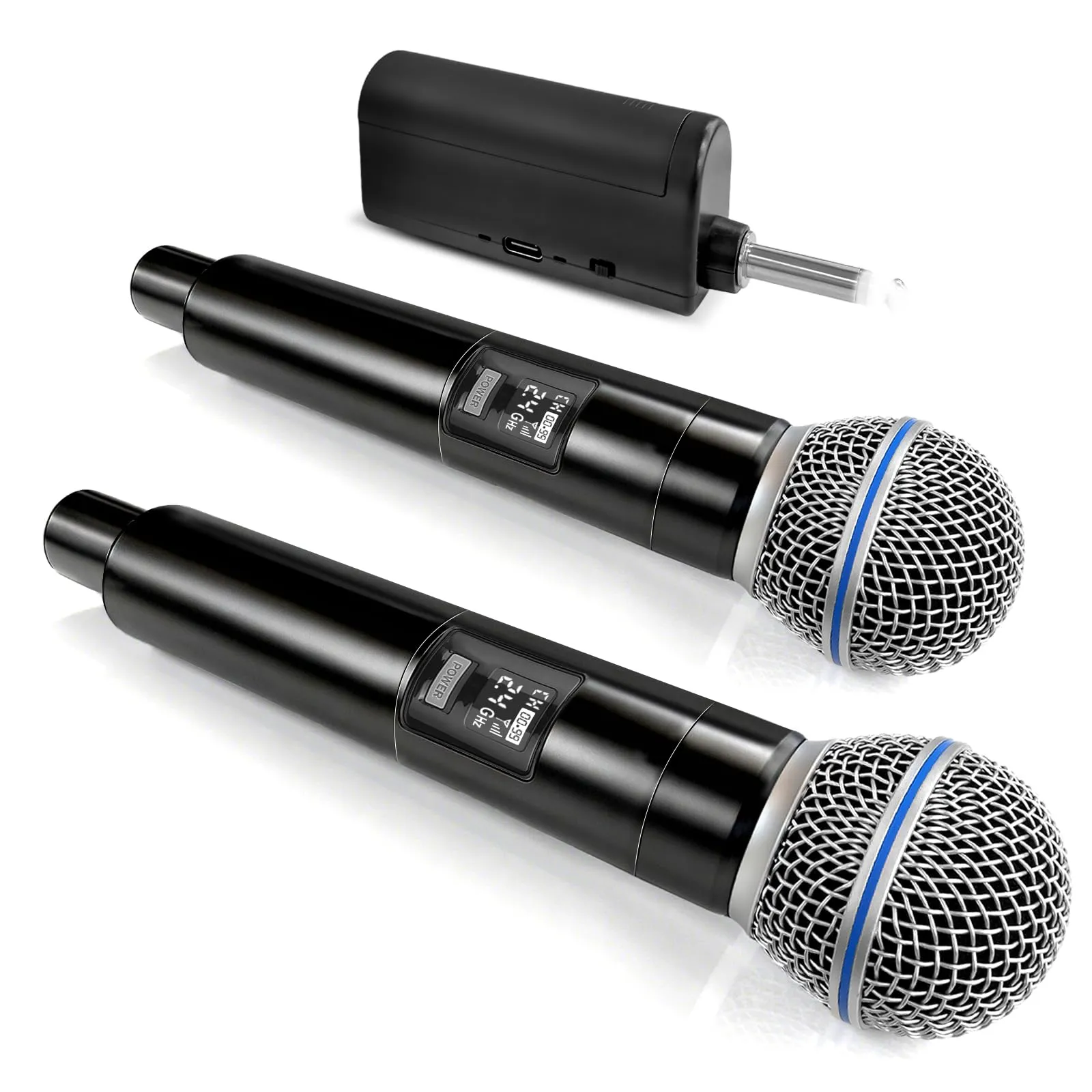 AMFUN Microfono Wireless Karaoke, Microfono Karaoke, Microfono con Nonnessione chip Uno a Uno, Portata 160 FT, Microfoni per Canto, Discorso, Feste, Chiesa