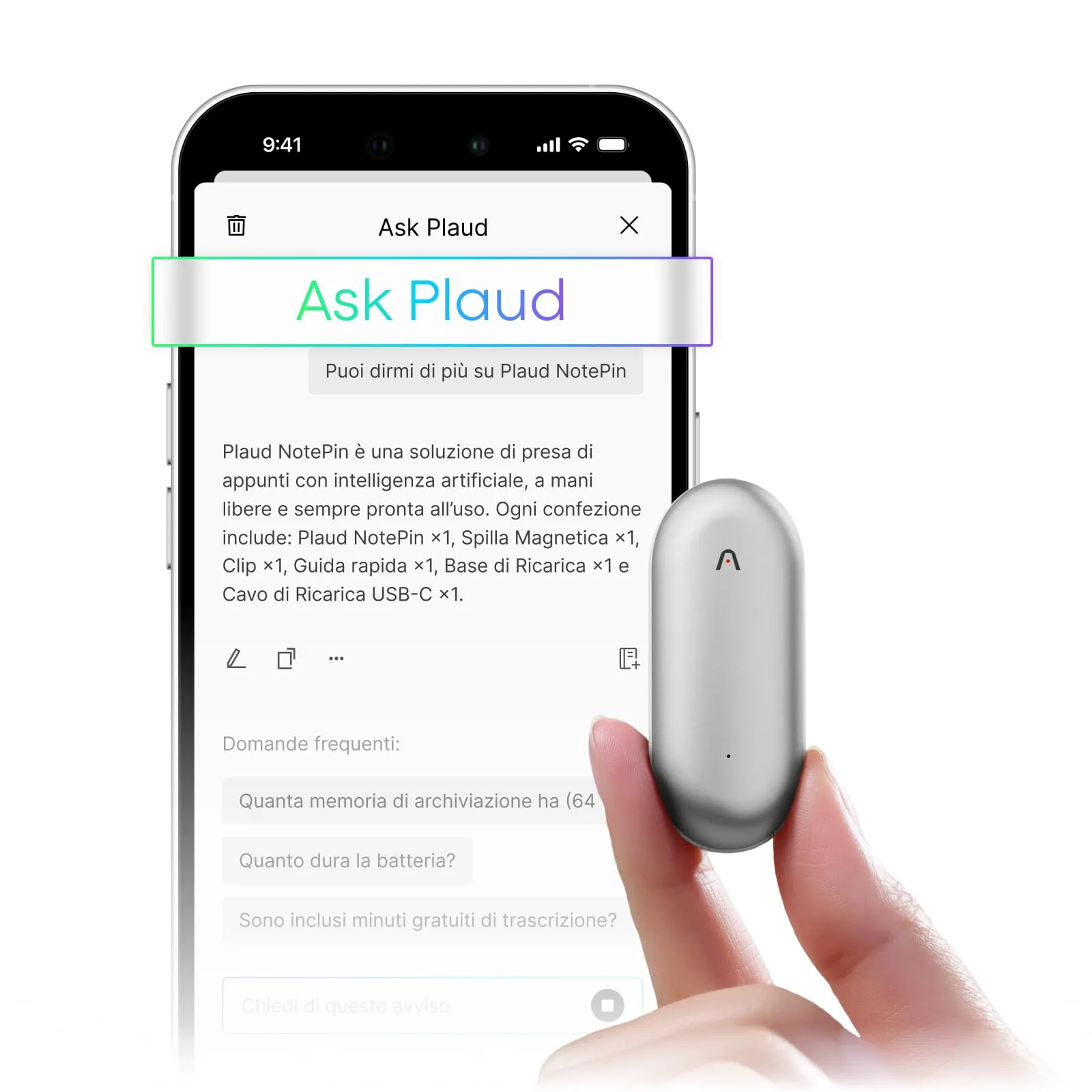 PLAUD NotePin Registratore Vocale AI