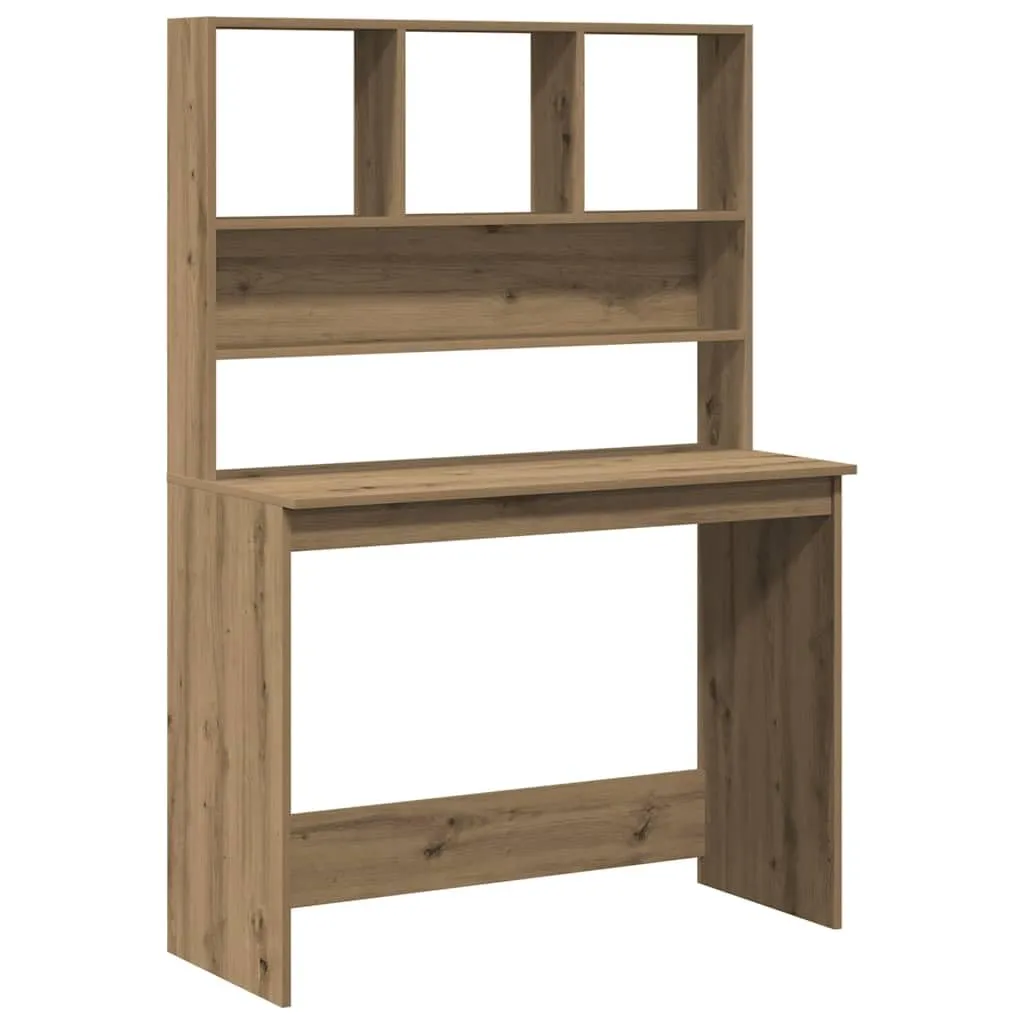 vidaXL Scrivania Mensole Rovere Artigianale 102x45x148 cm Multistrato, scrivania da Computer, scrivania autoportante, scrivania con mensole