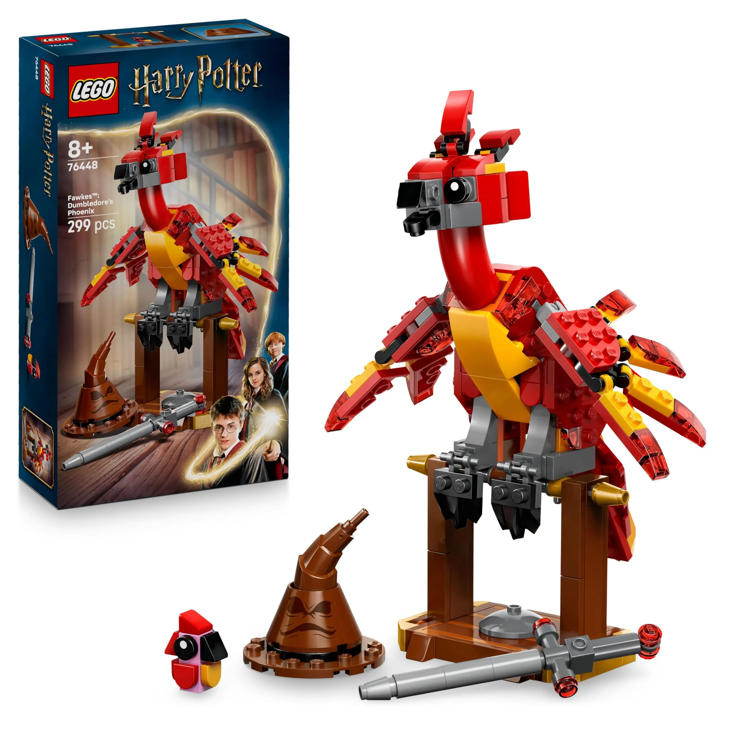 LEGO Harry Potter Fanny: la Fenice di Albus Silente Giocattolo - Set Play & Display con Figura di Uccello - con Cappello Parlante e Spada di Grifondoro - Regalo per Bambine e Bambini da 8 Anni - 76448