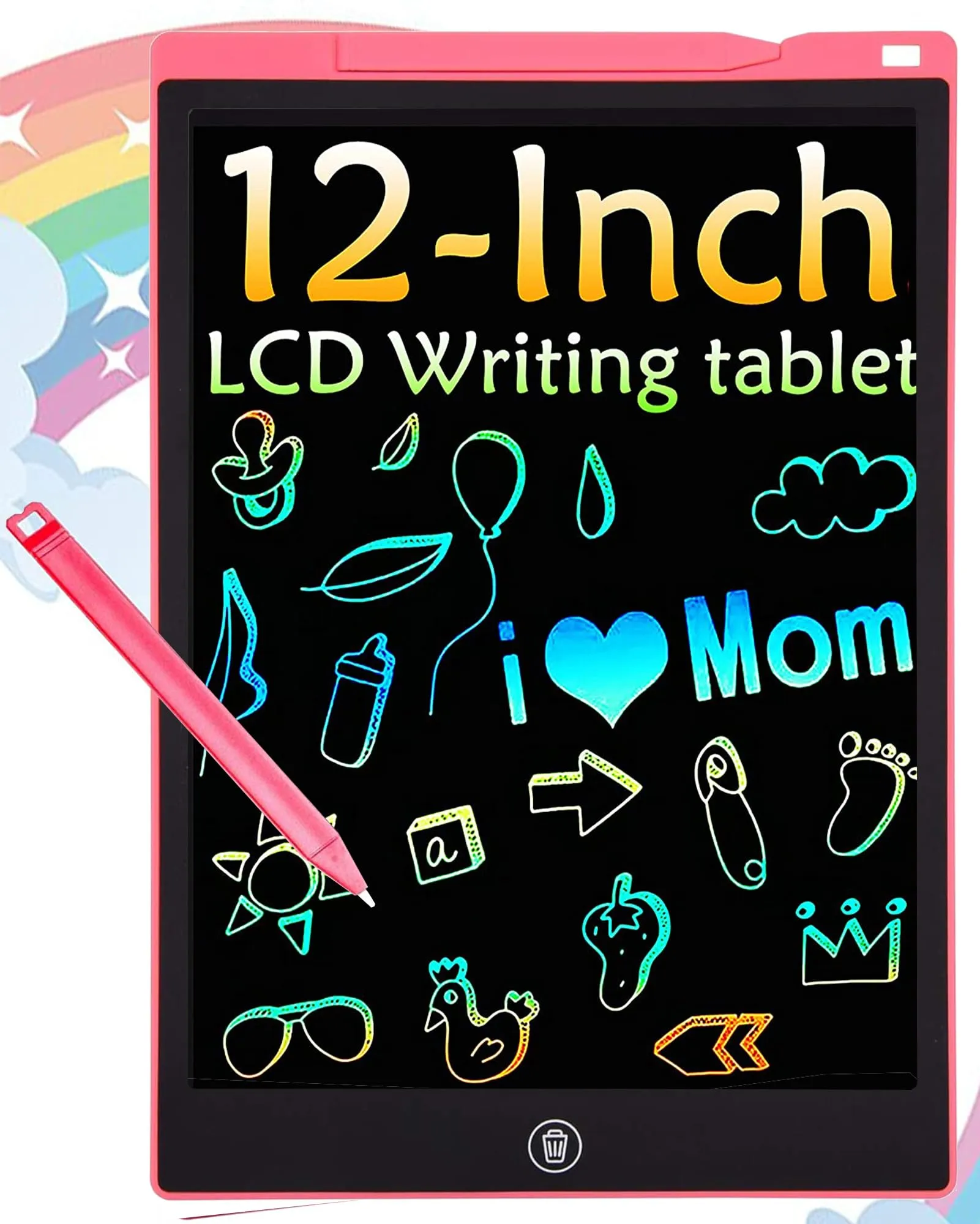 Tavoletta Grafica LCD Scrittura 12 Pollici, Elettronica Tavoletta Grafica Lavagna Portatile da Disegno con Penna per Bambini Progettista Studenti Famiglia Ufficio