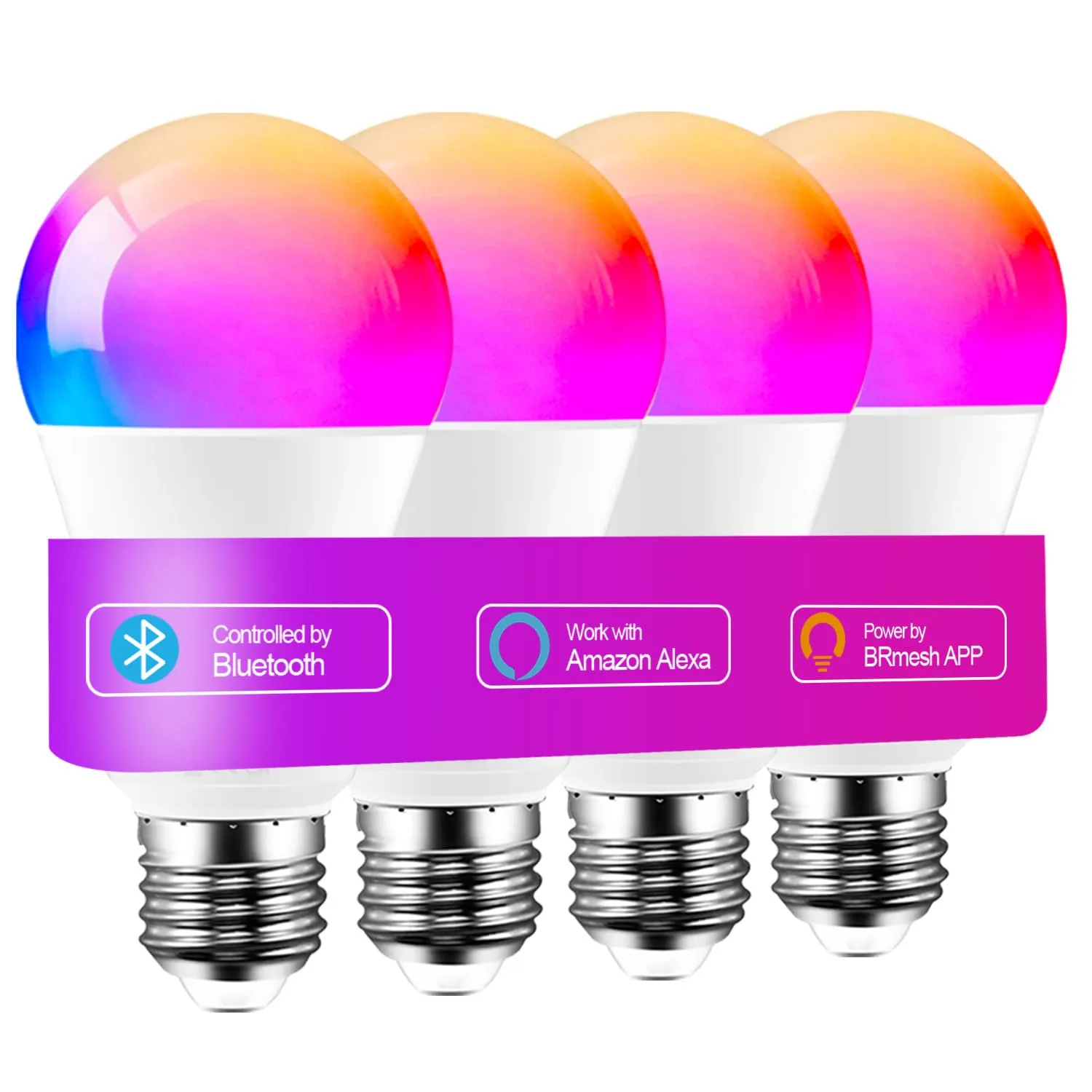 iLC Lampadine Alexa, 12W E27, Compatibile con Alexa (sono necessari i dispositivi Echo), LED Lampadina Smart, 2700K-6000k CCT + Multicolore (4 pezzi)