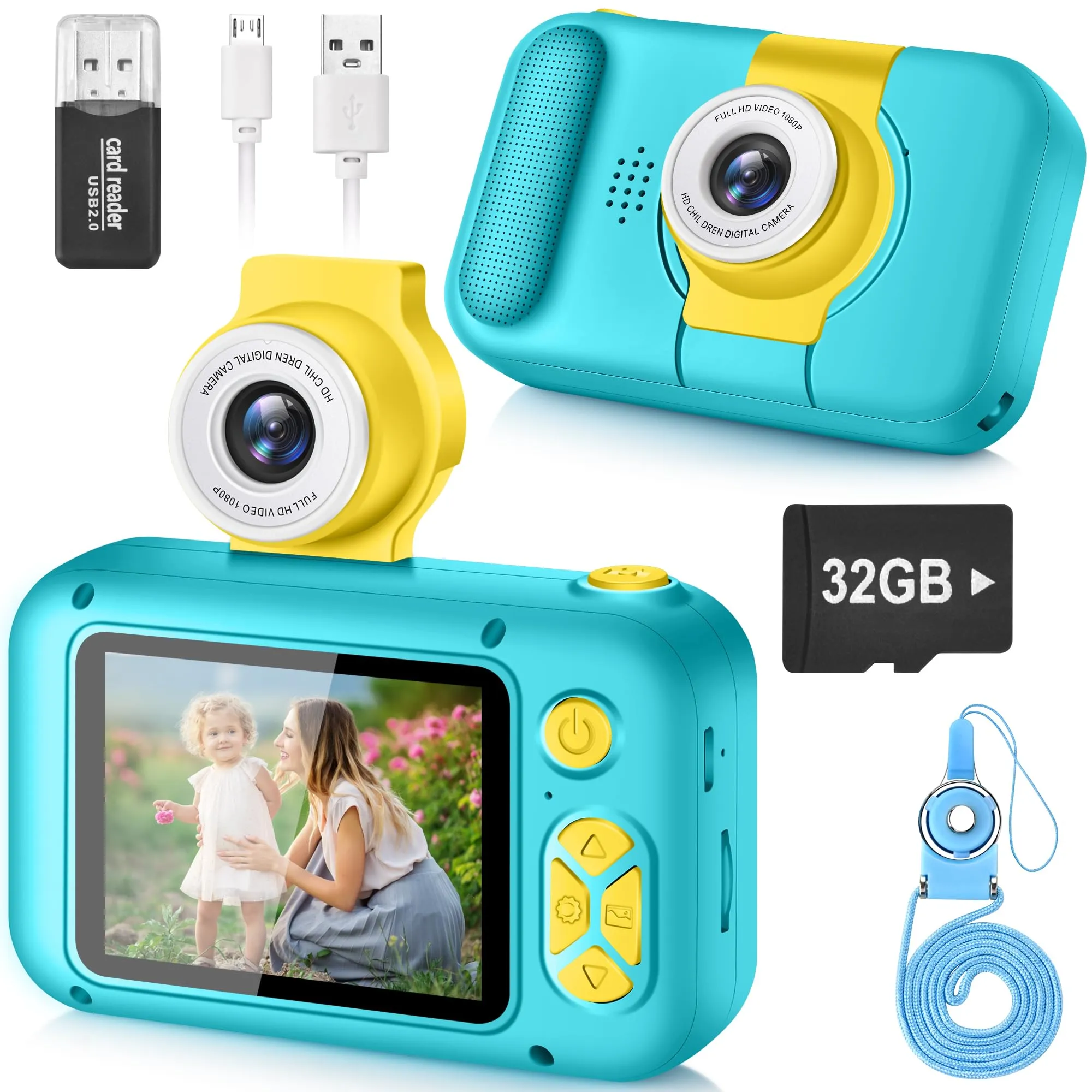 Macchina Fotografica Bambini, ARNSSIEN Fotocamera Bambini,180 °Flip Len, 2,4" Fotocamera Digitale con 32 GB,Regalo Bambino e Bambina 3 4 5 6 7 8 9 10 11 12 anni,Regalo di Compleanno/Natale,X101
