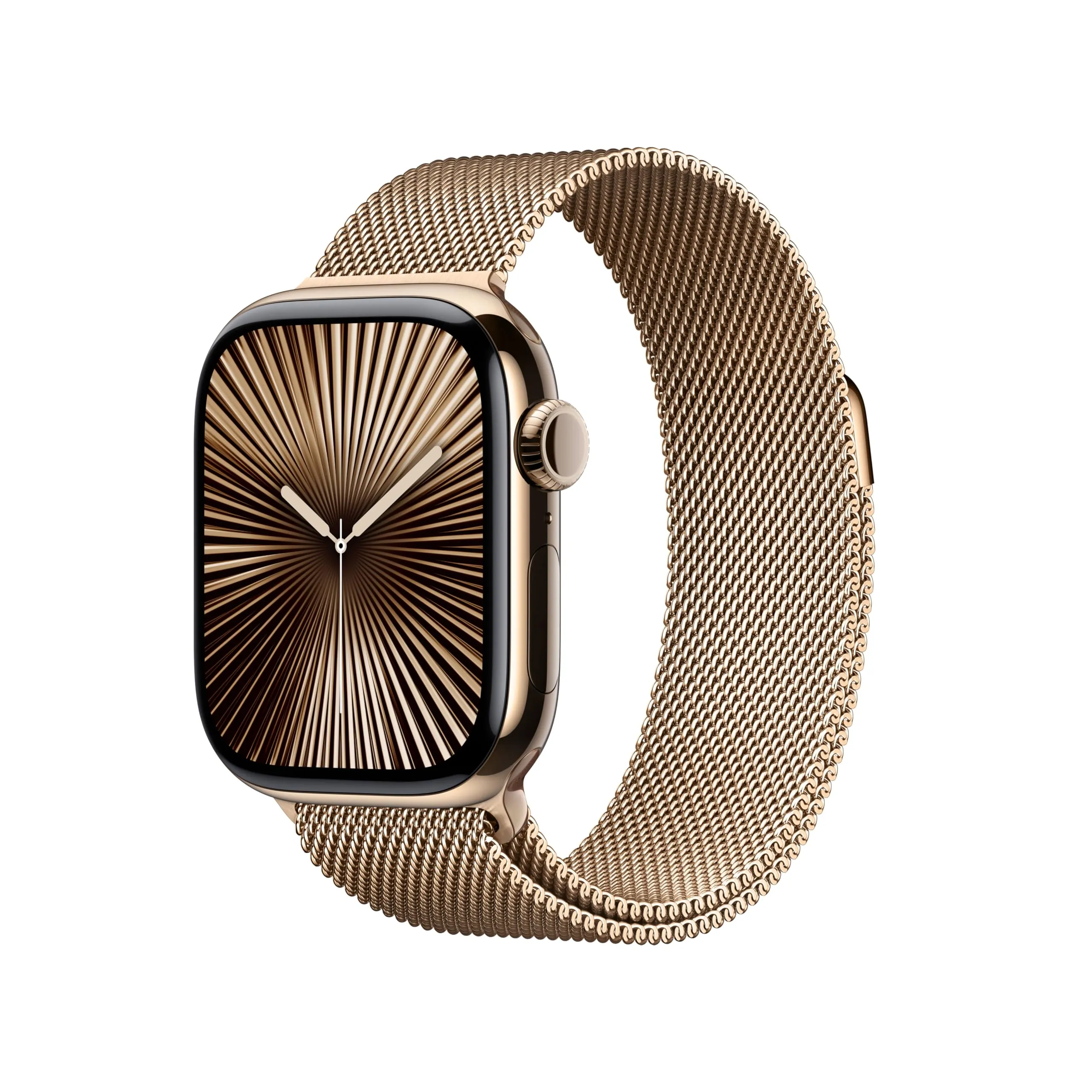 Apple Watch Series 10 (42 mm GPS + Cellular) Smart Watch con cassa in titanio oro e cinturino in oro Milanese. Monitoraggio dell'attività fisica, app ECG, display Retina sempre attivato, carbonio