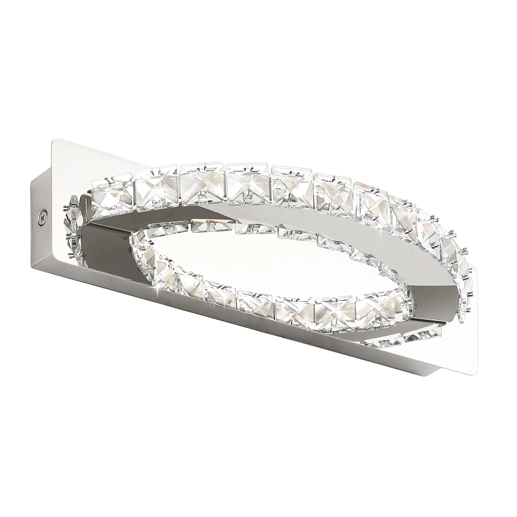 YHTlaeh Lampada da specchio a LED 10 W 720 lumen 4000 K con cristalli IP44 impermeabile 230 Vcromata (30cm, Cromo)