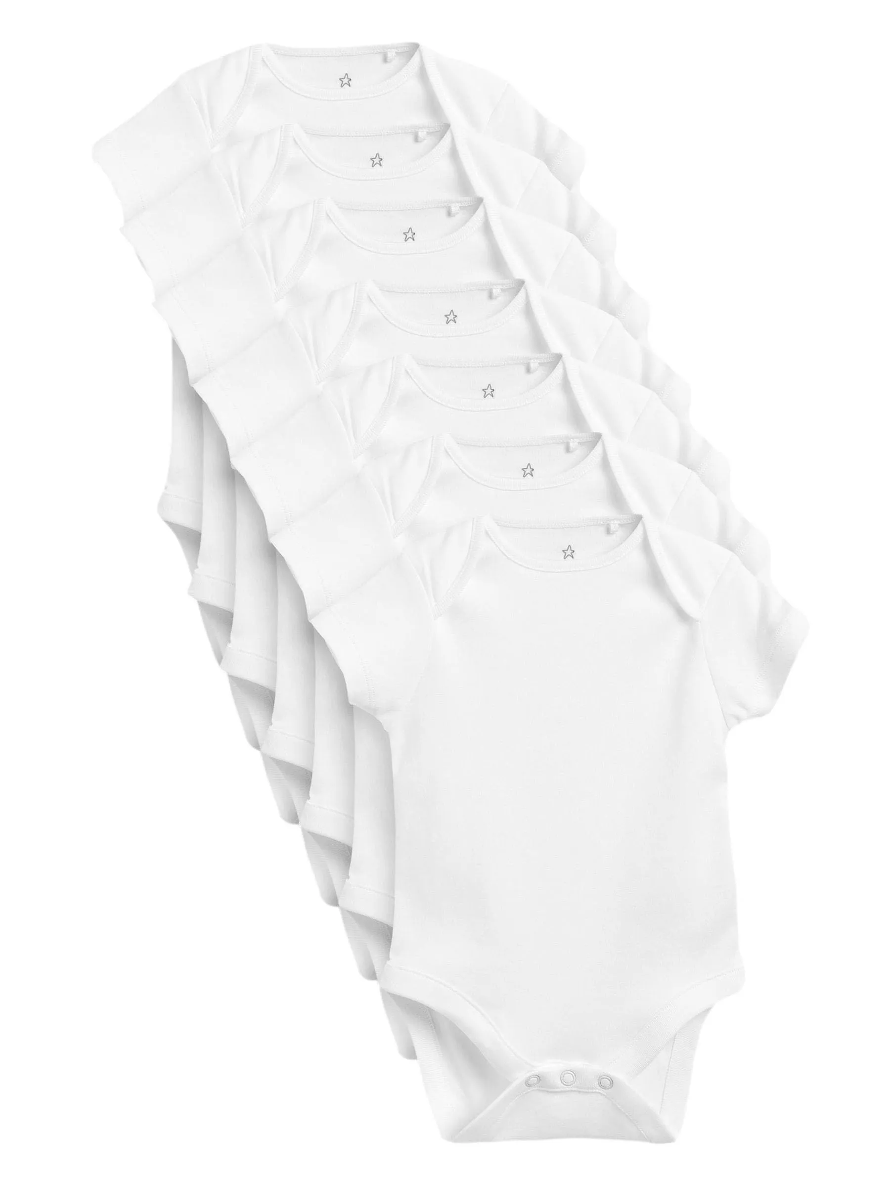 Next Unisex Bambino Confezione da 7 body per neonati a maniche corte Bianco essenziale 3 Mesi